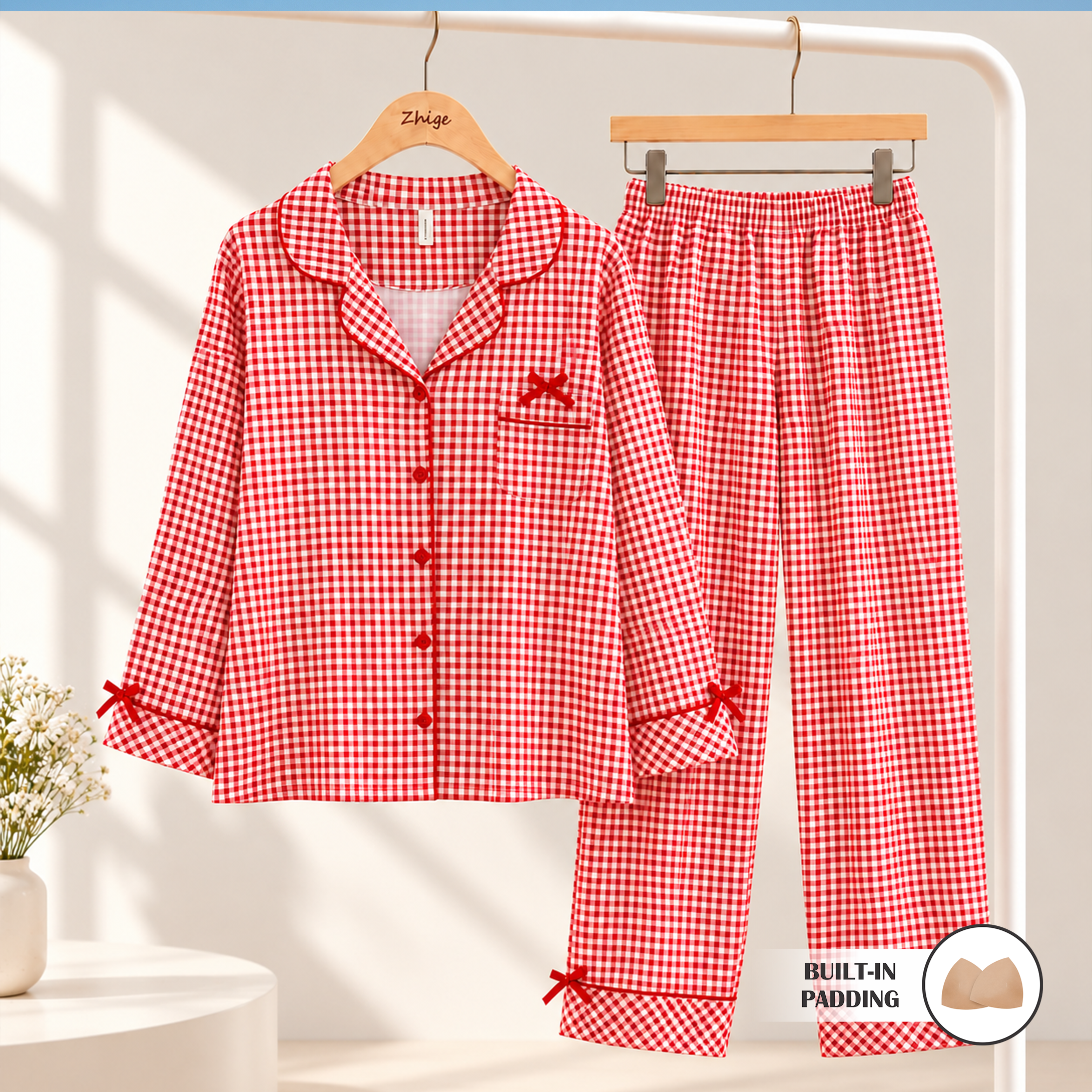 Rosy Checks Padded Nightsuit Set