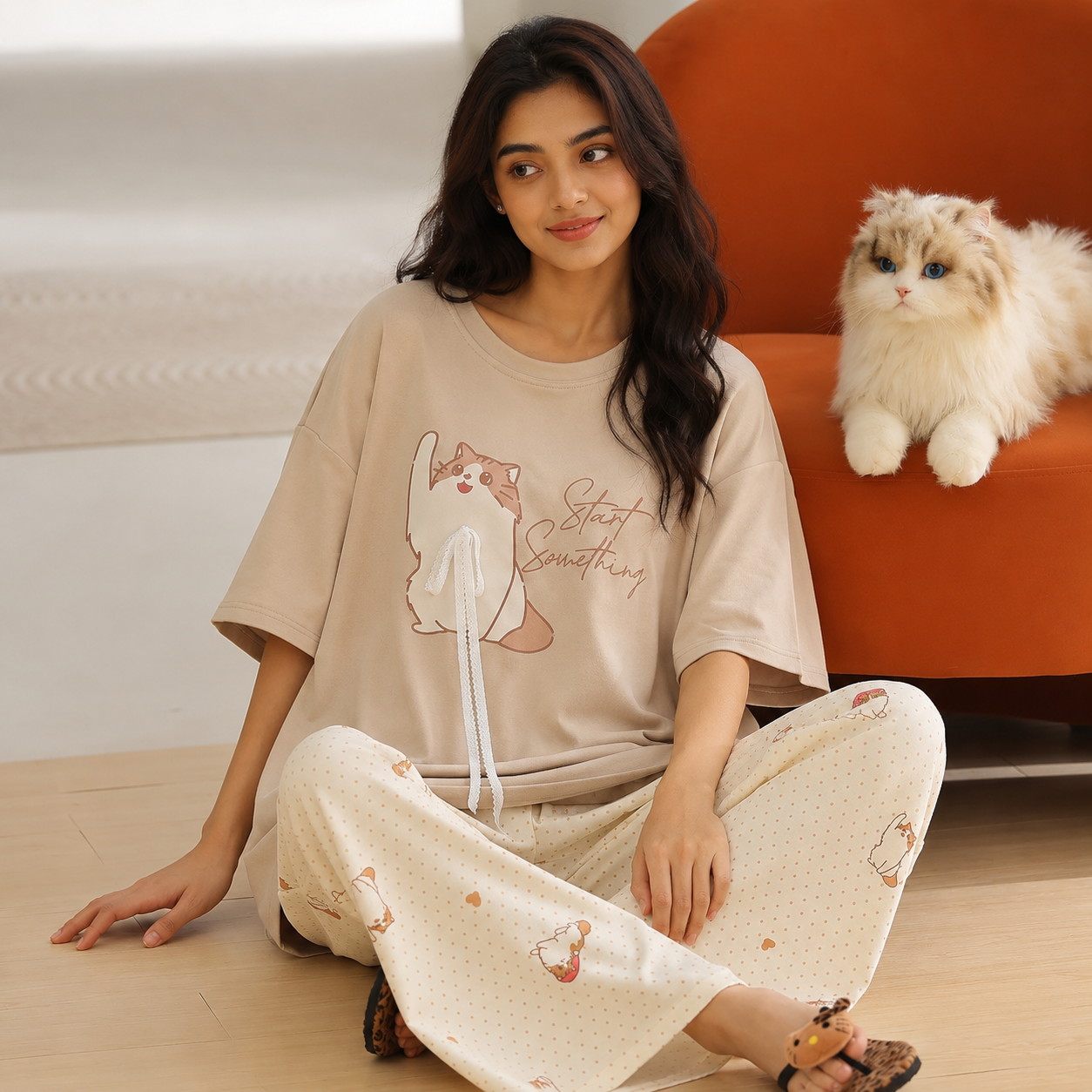 Curious Kitty Padded Nightsuit Set
