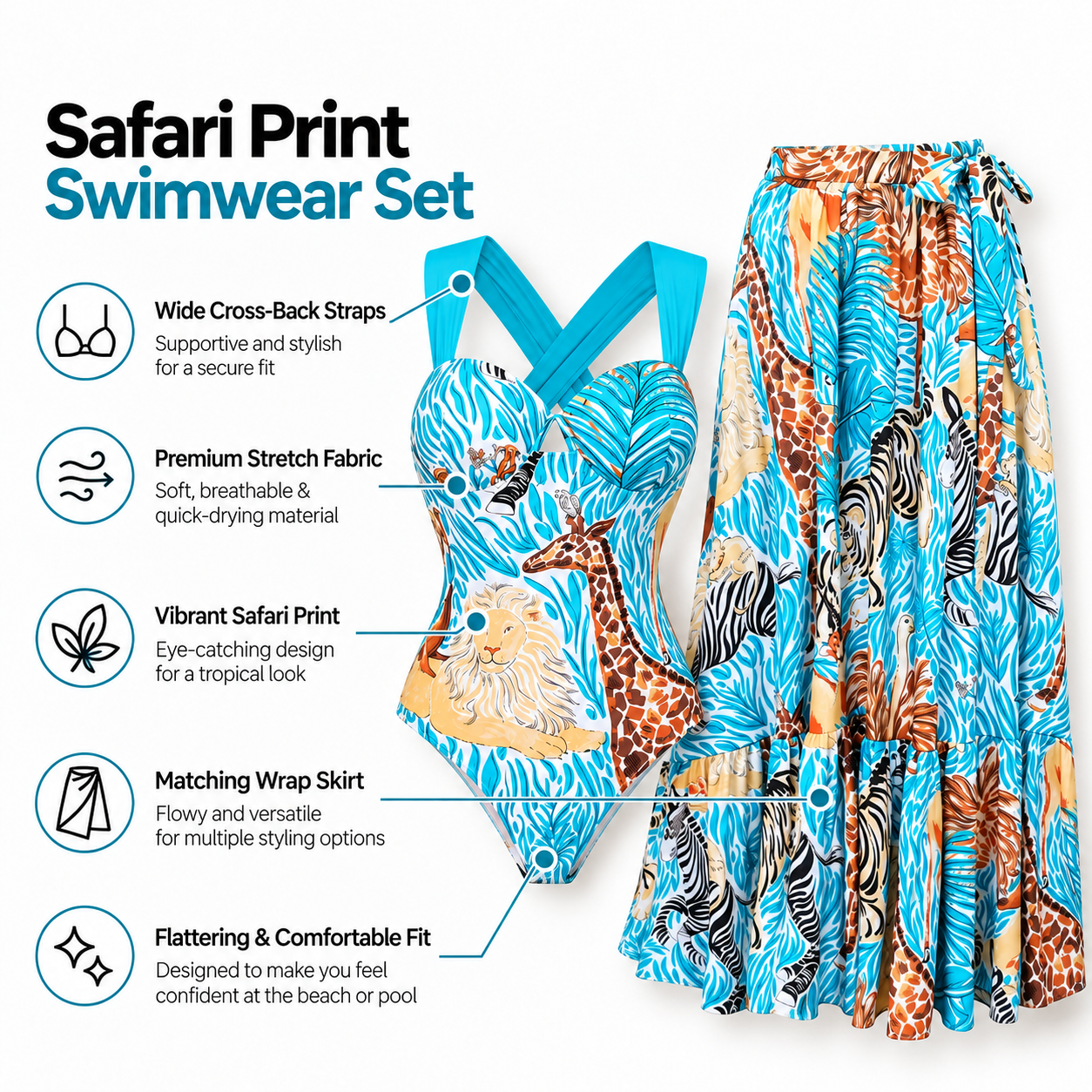 Aqua Safari Monokini With Skirt Set