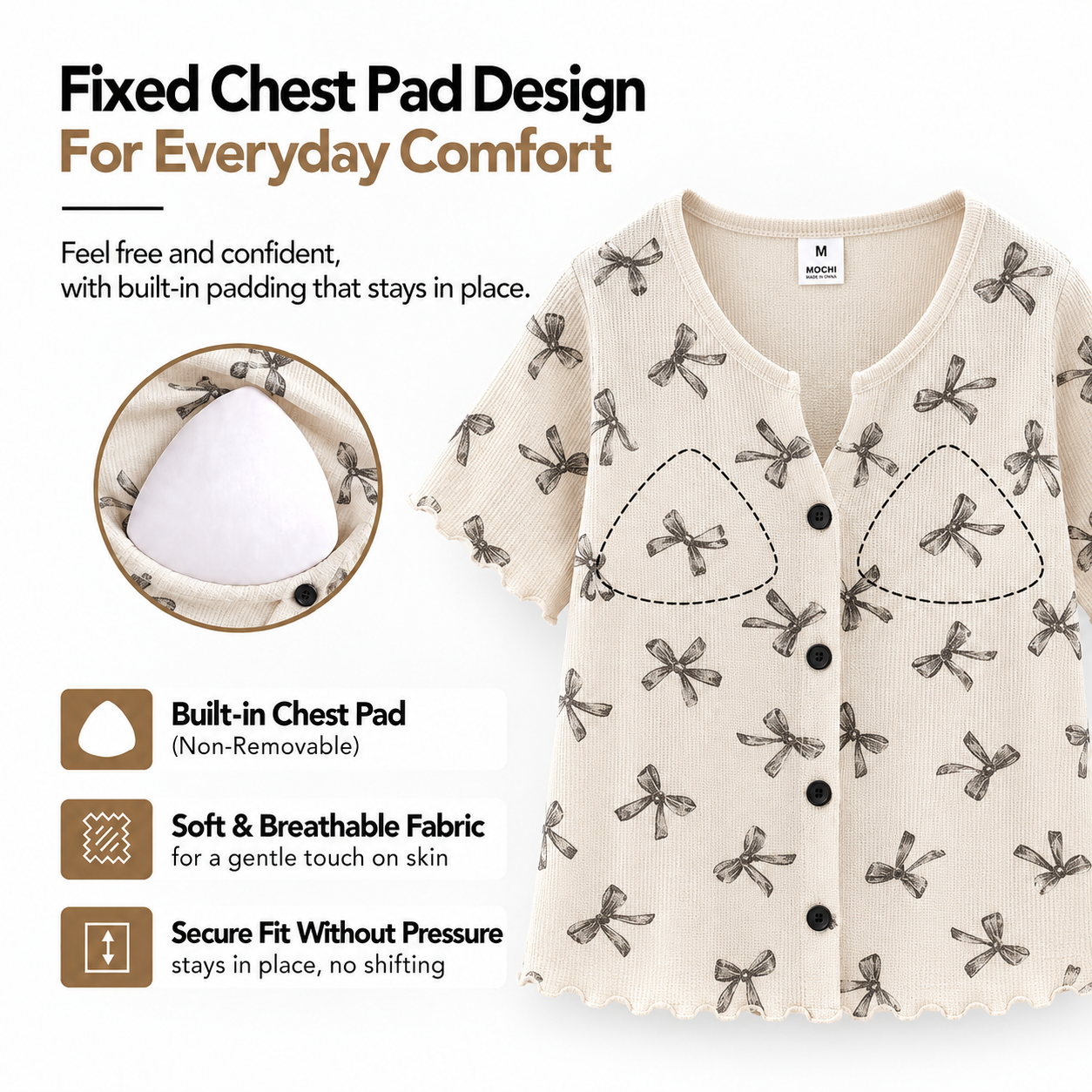 Silver Bow Padded Nightsuit Set