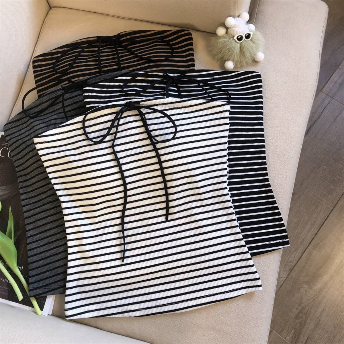 Nautical Stripe Built-in Bra Tube Top