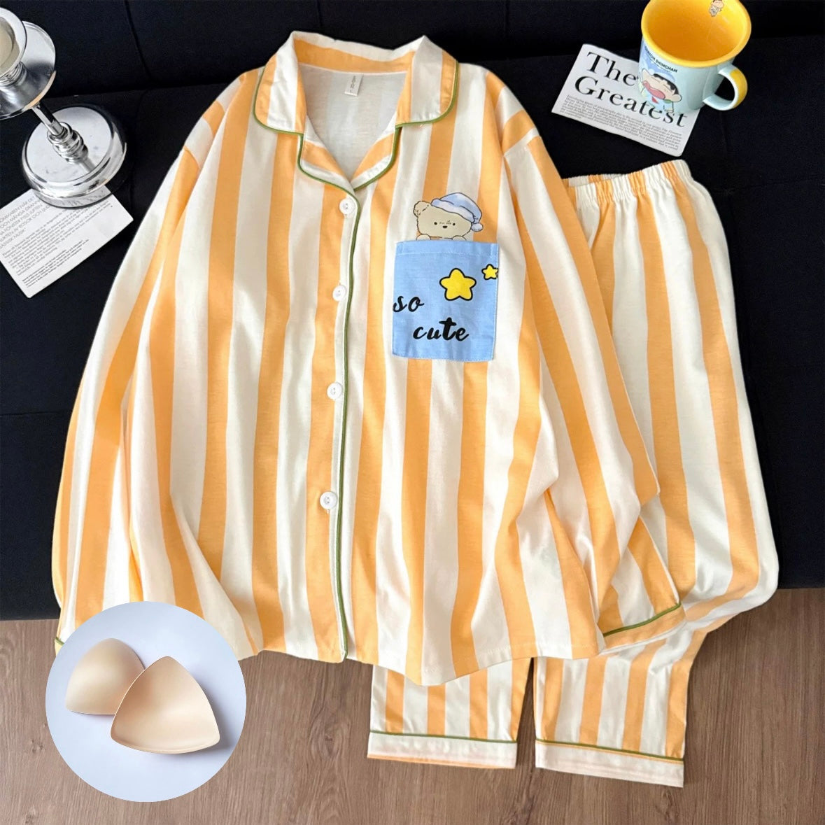 So Cute Striped Padded Nightsuit Set