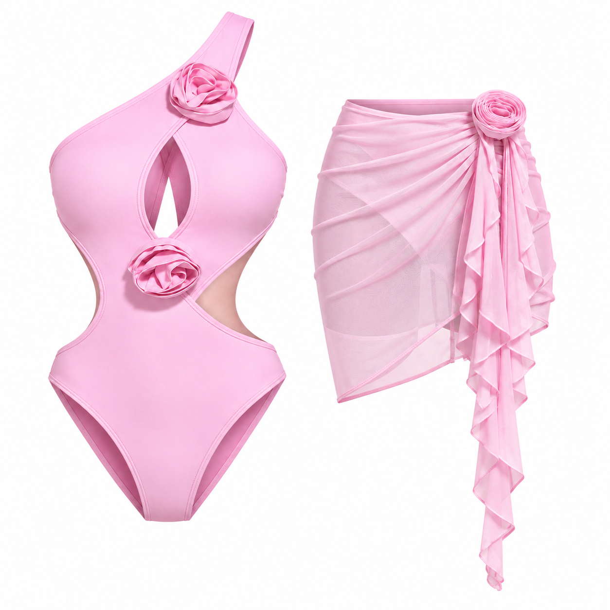 Santorini Sculpt Monokini With Sheer Skirt Set