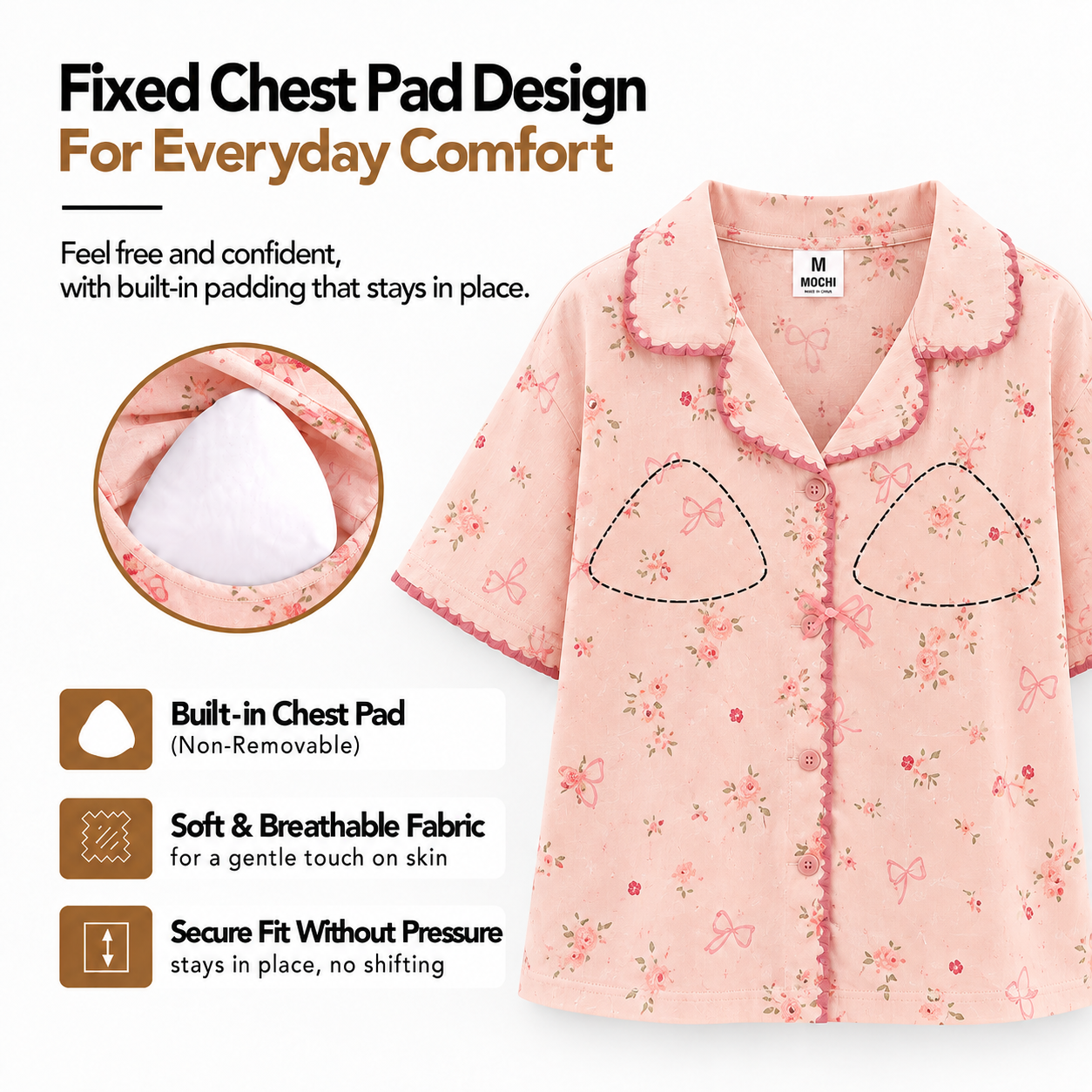 Blossom Dream Padded Nightsuit - 3pc set