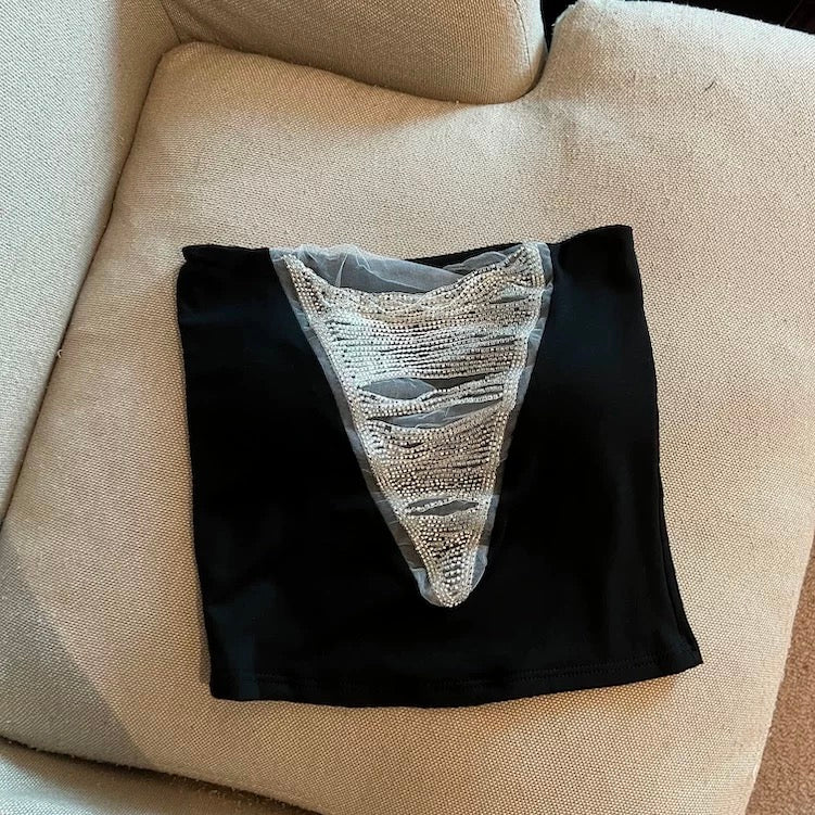 Crystal Waves Built-in Bra Tube Top