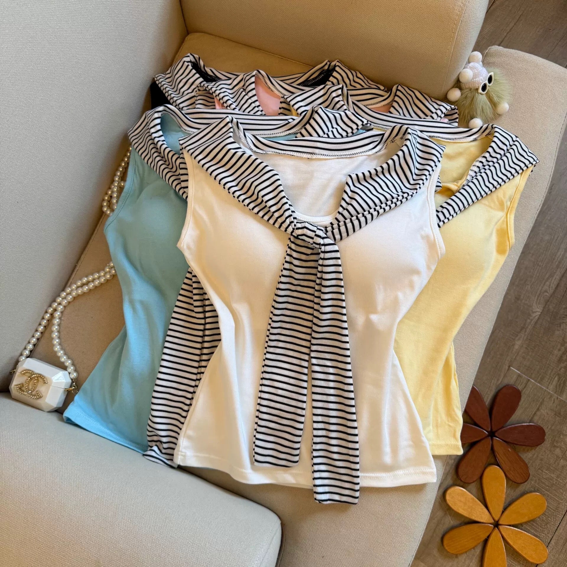 Sailor Chic Built-in Bra Top