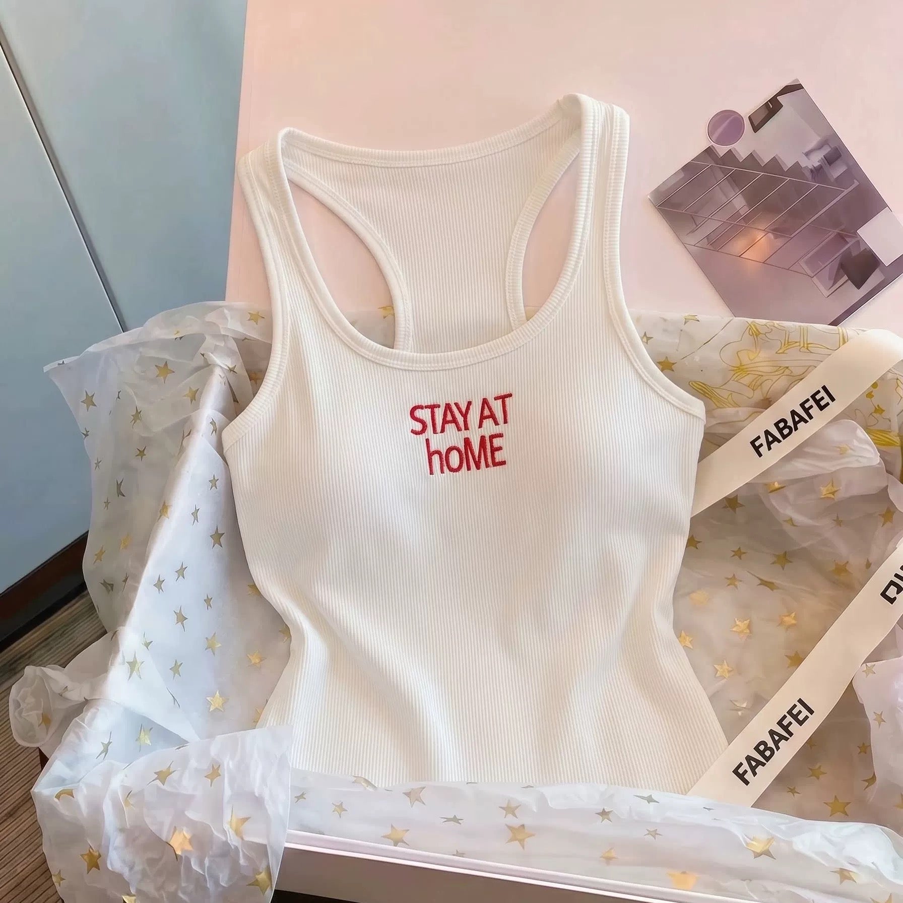 Lazy Day Racerback Built-in Bra Top