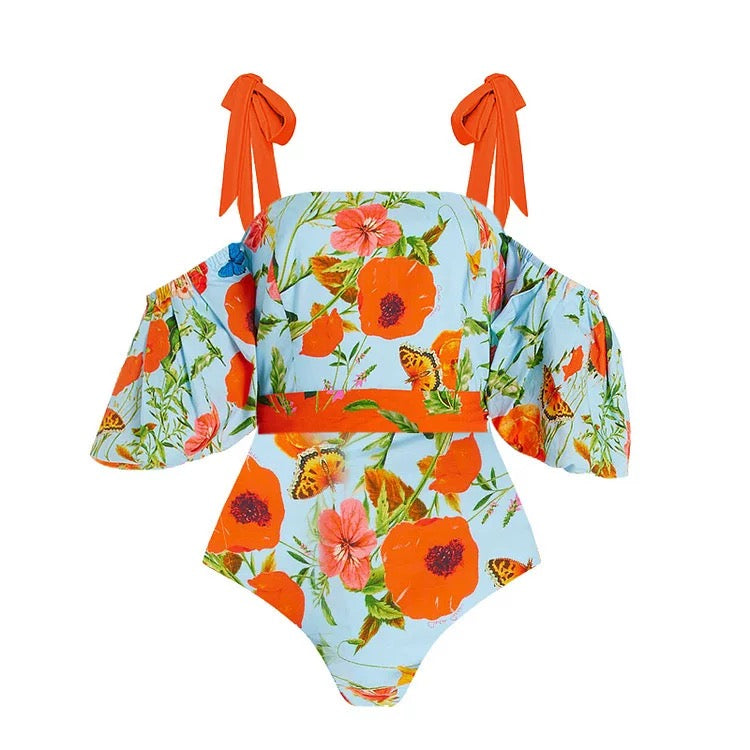Butterfly Bloom Monokini With Skirt Set