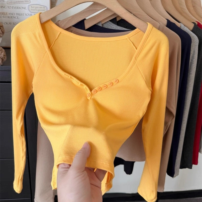 Sweetheart Sculpt Built-in Bra Full Sleeves Top