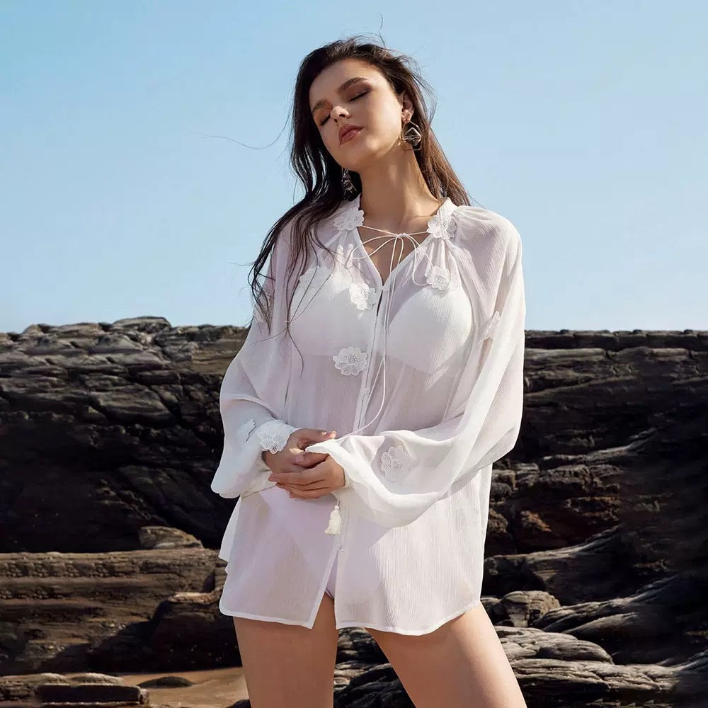 White Orchid Cover-Up Shirt