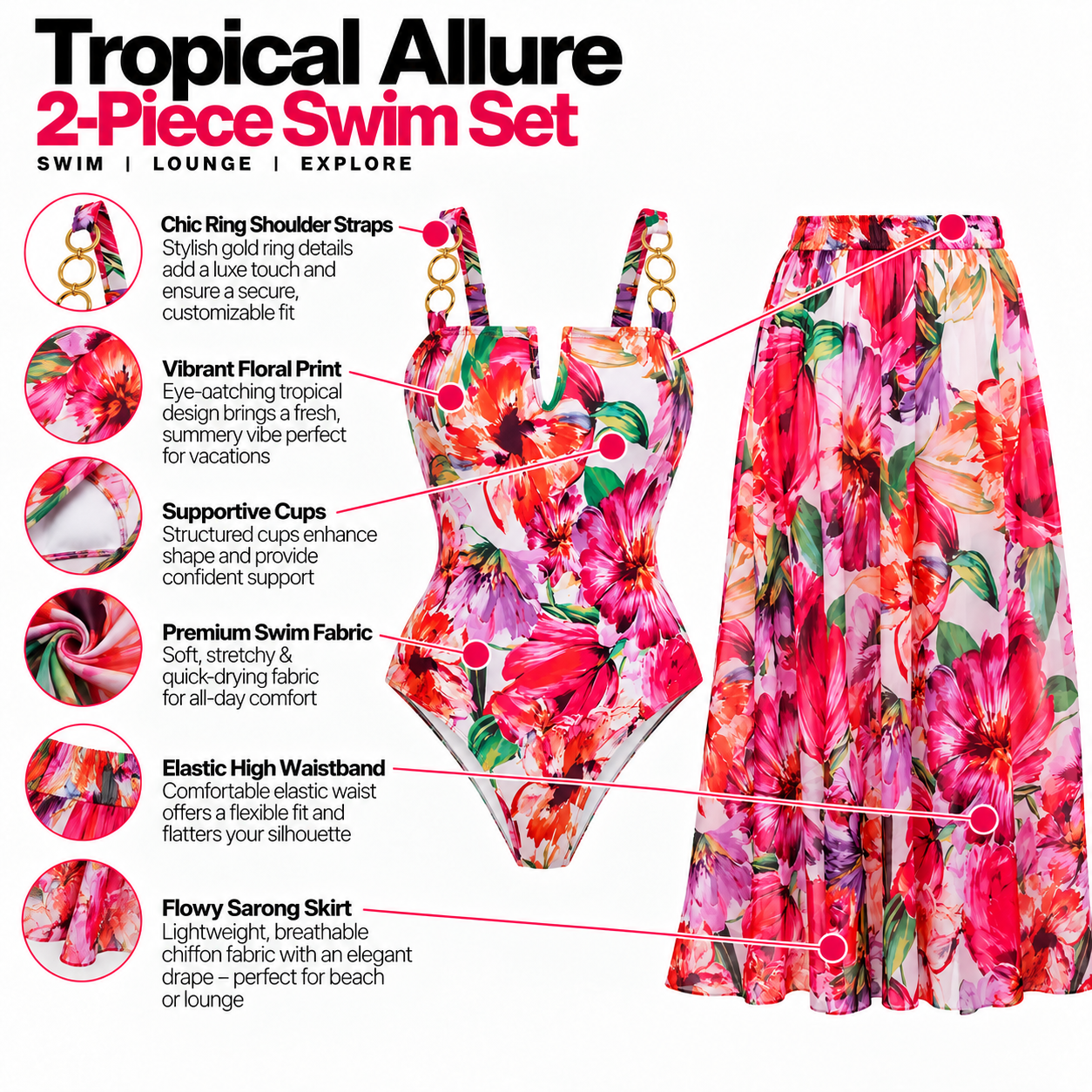 Paloma Bloom Monokini & Skirt Set