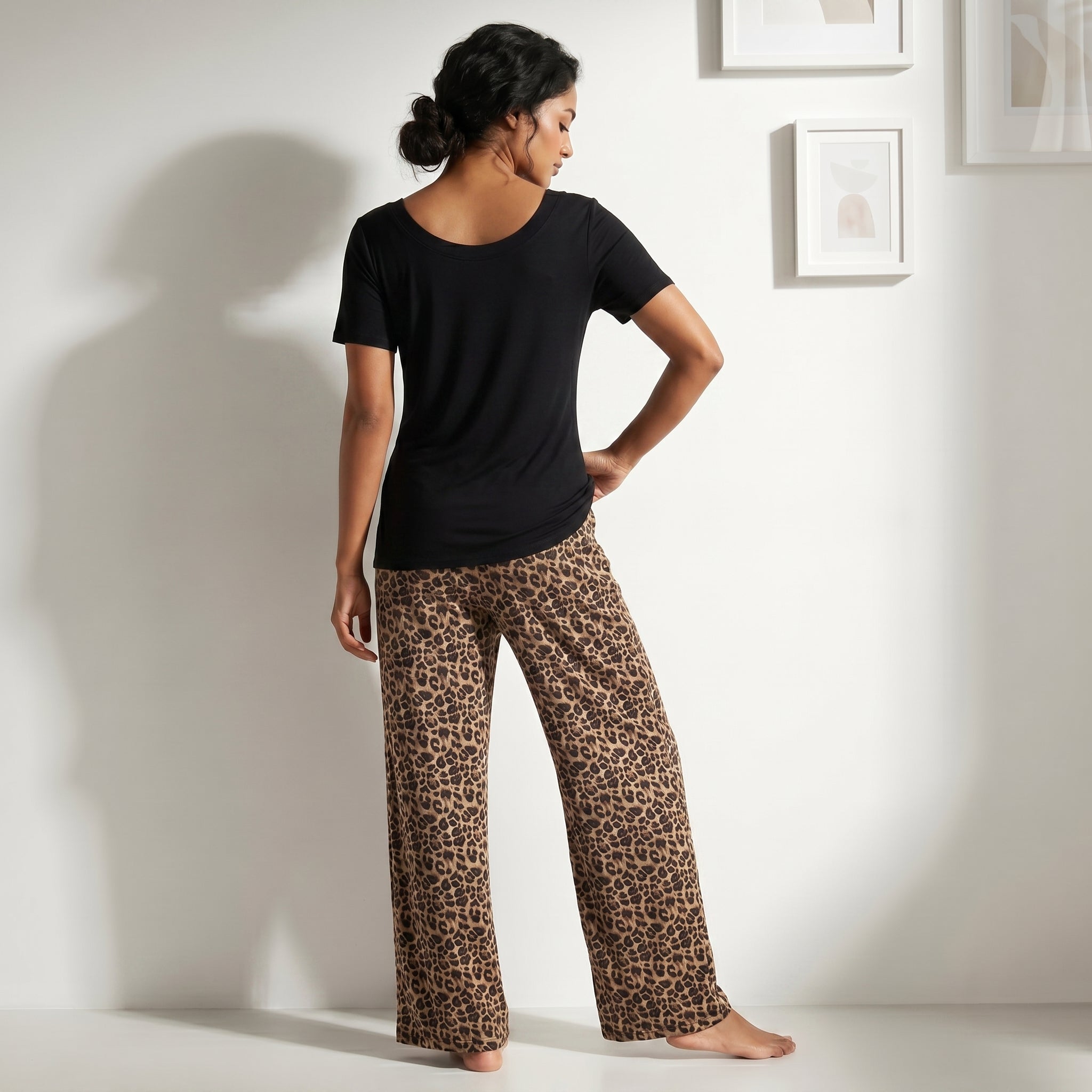 Black Leopard Padded Nightsuit Set