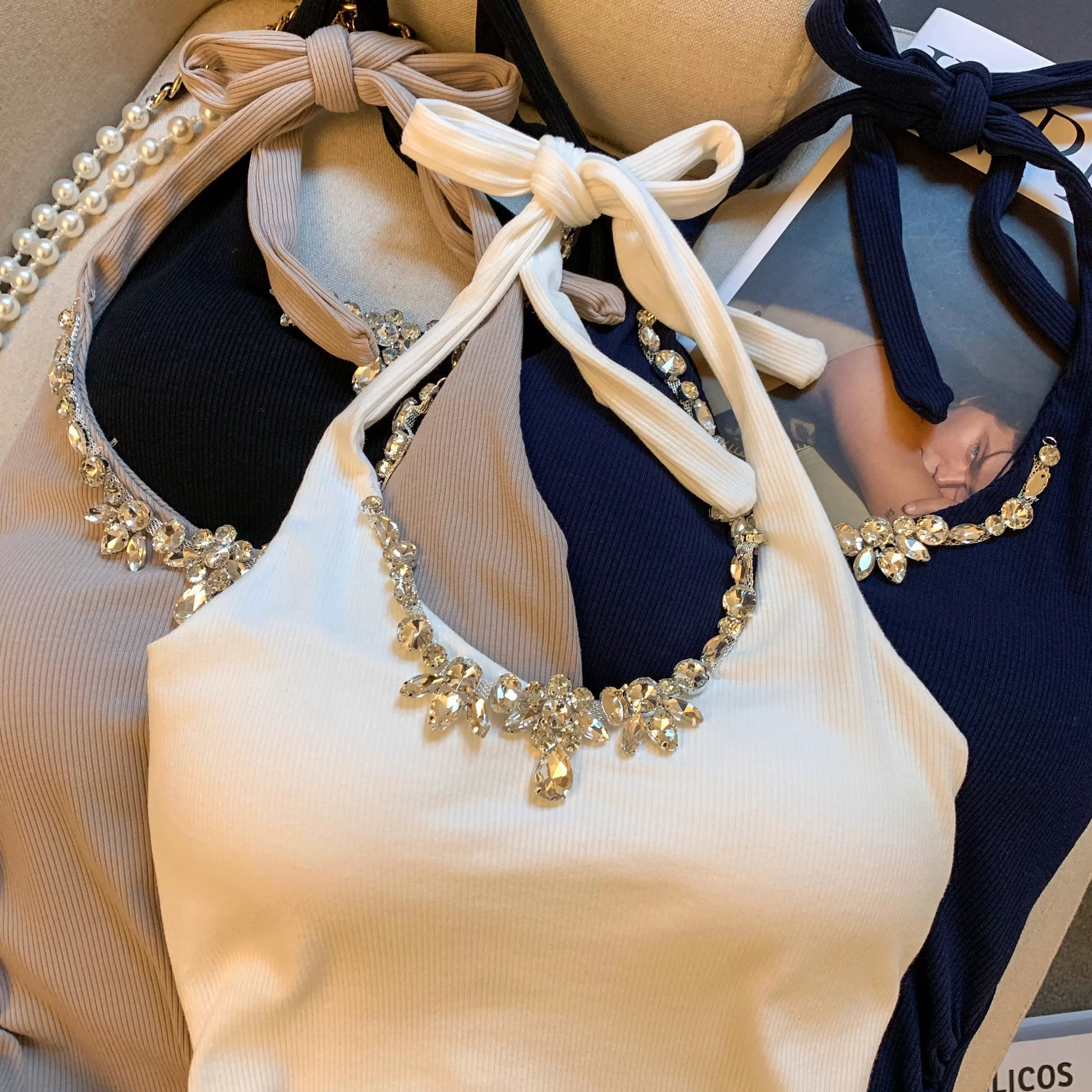 Jewel Kiss Built-in Bra Halter Top