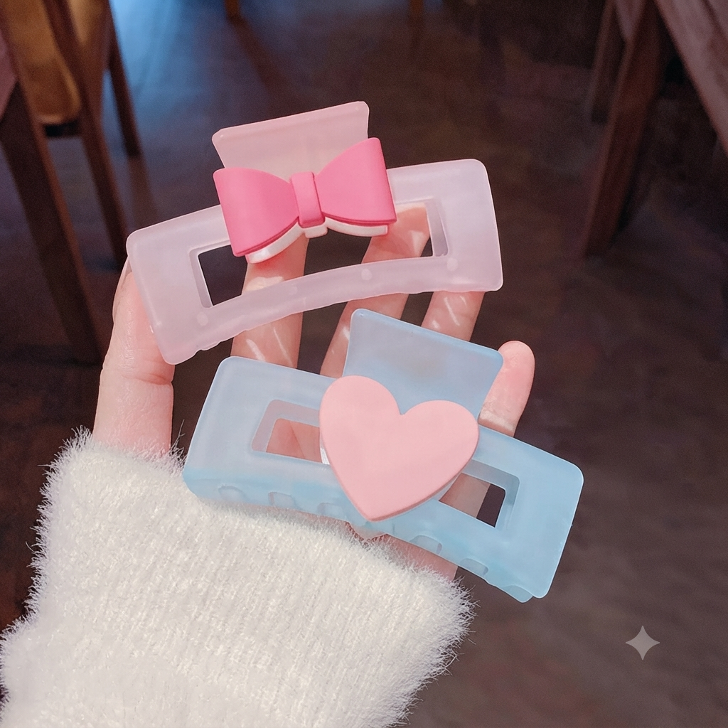 Sweet Heart & Bow Claw Clip