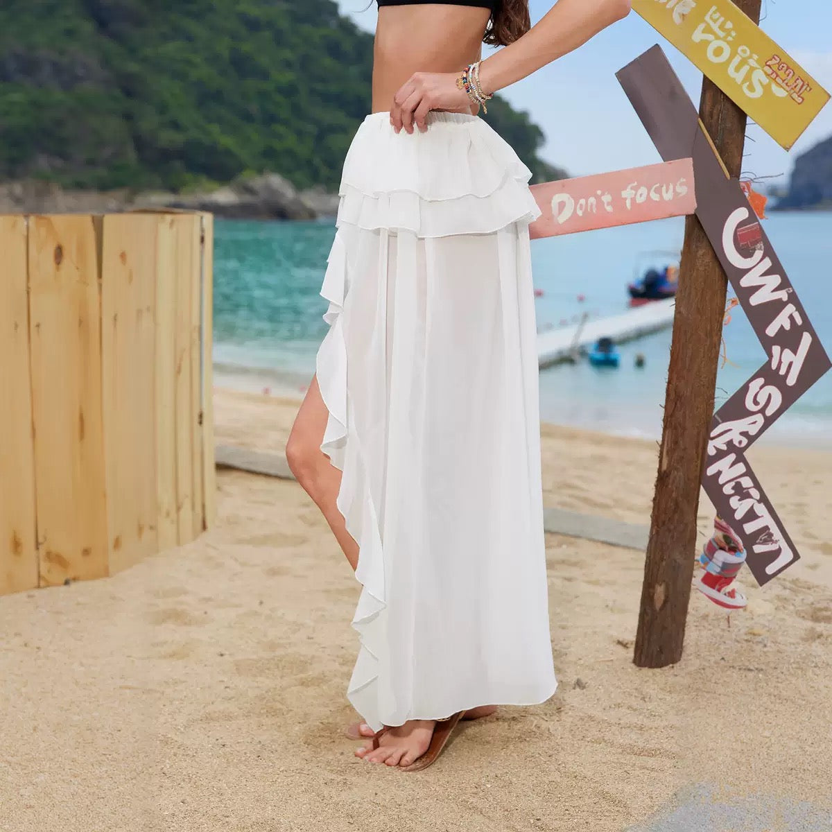 Pearl Tide High-Low Skirt