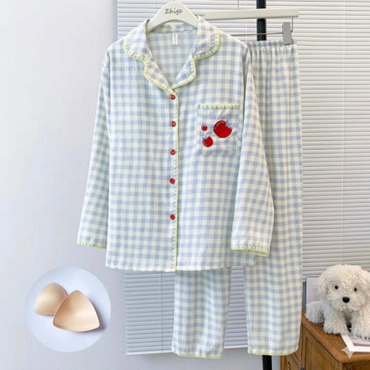 Blueberry Gingham Padded Nightsuit Set