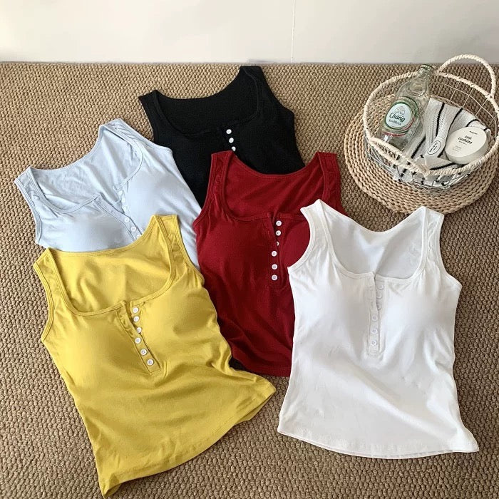 Retro Chic Built-in Bra Tank Top