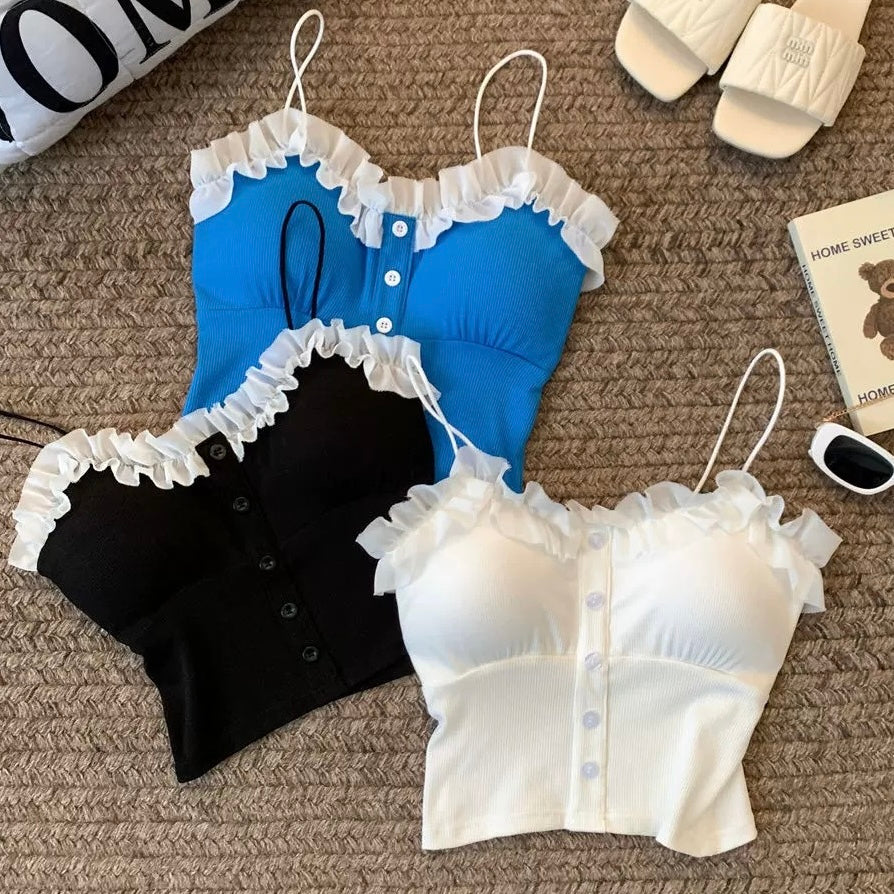 Balletcore Built-in Bra Frill Top