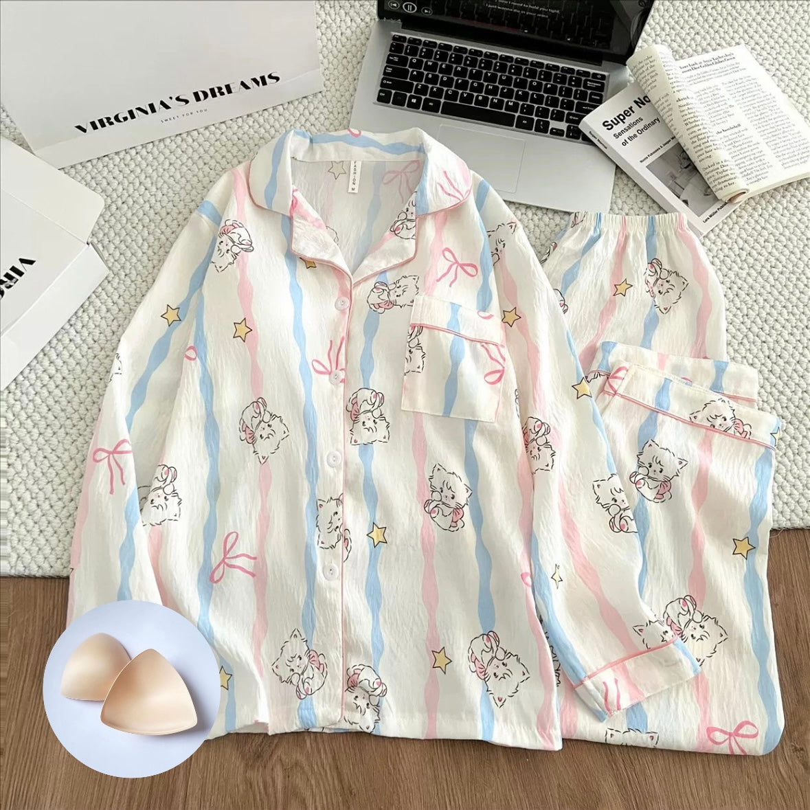 Stella Kitten Padded Nightsuit Set