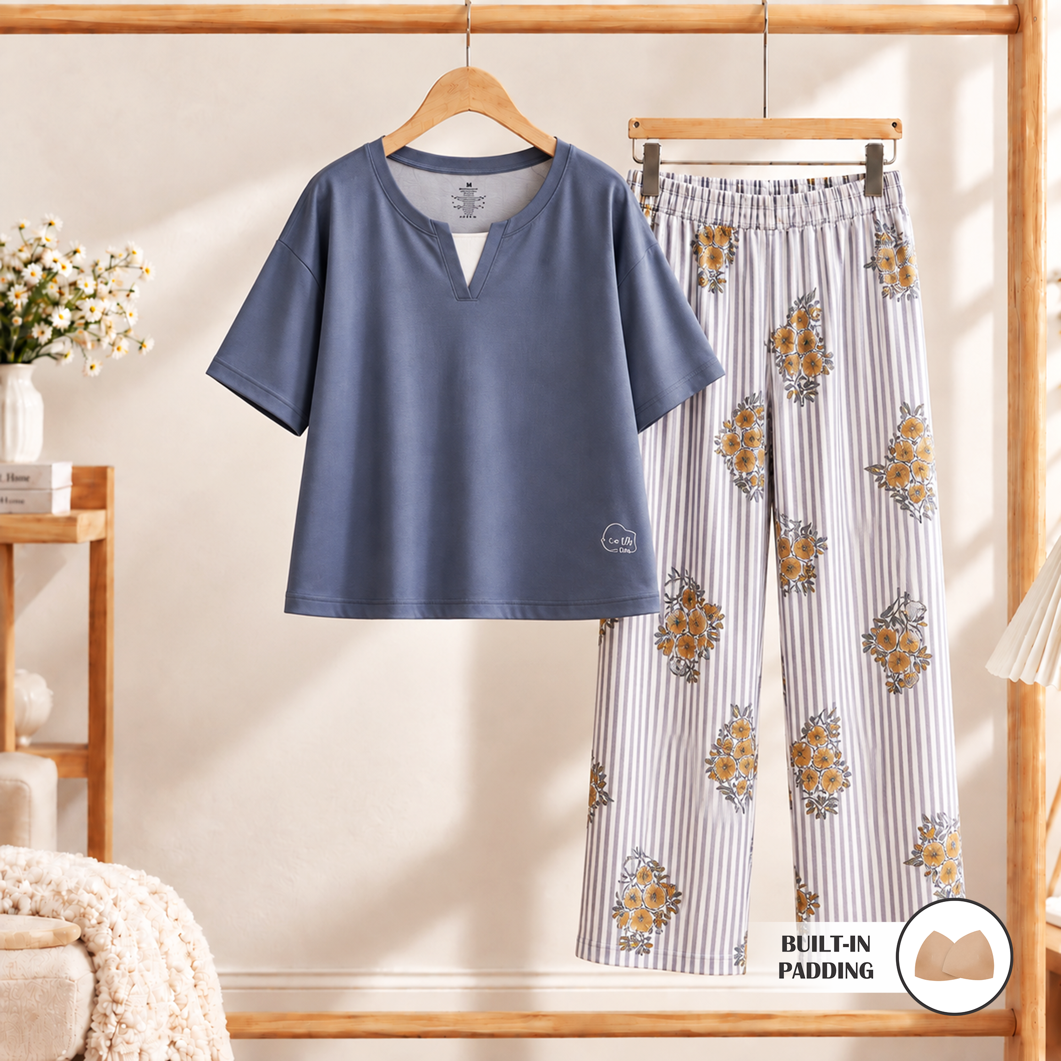 Garden Stripe Padded Nightsuit Set