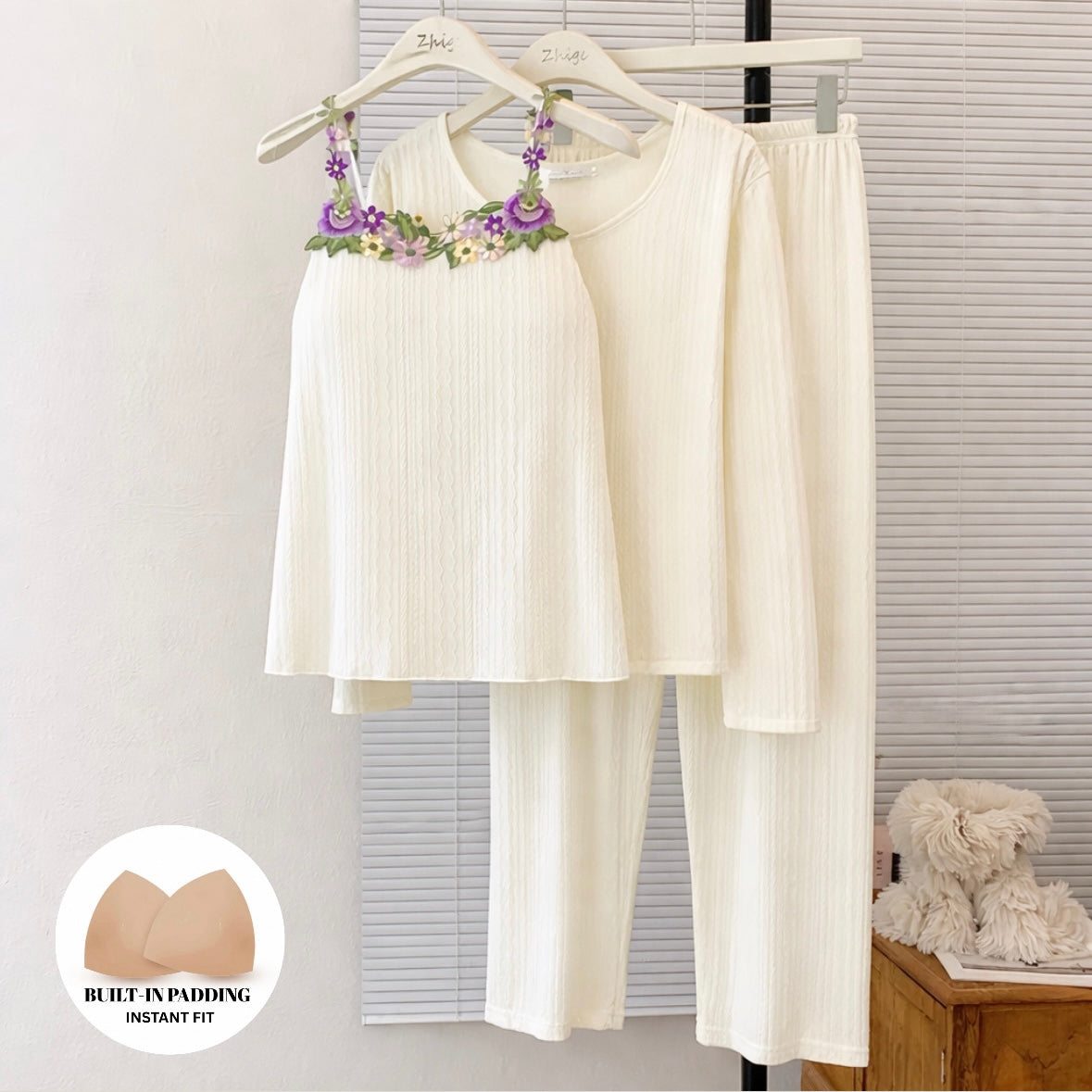 Secret Garden Padded Nightsuit- 3pcs Set