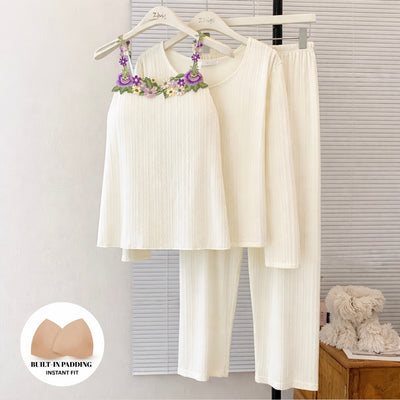 Secret Garden Padded Nightsuit- 3pcs Set