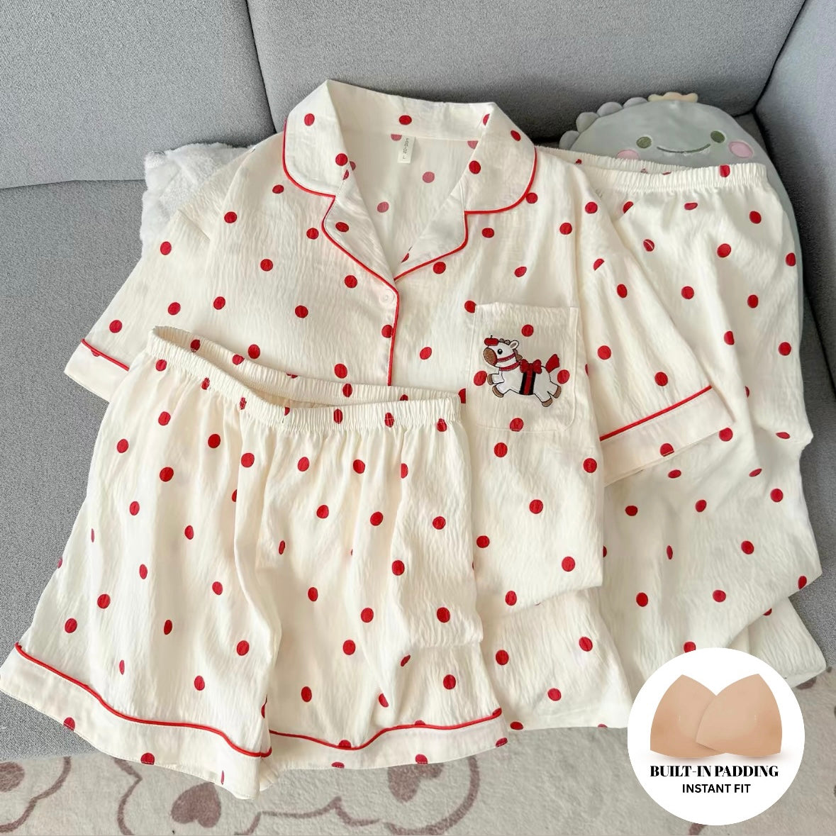 Cherry Unicorn Padded Nightsuit -3pcs Set