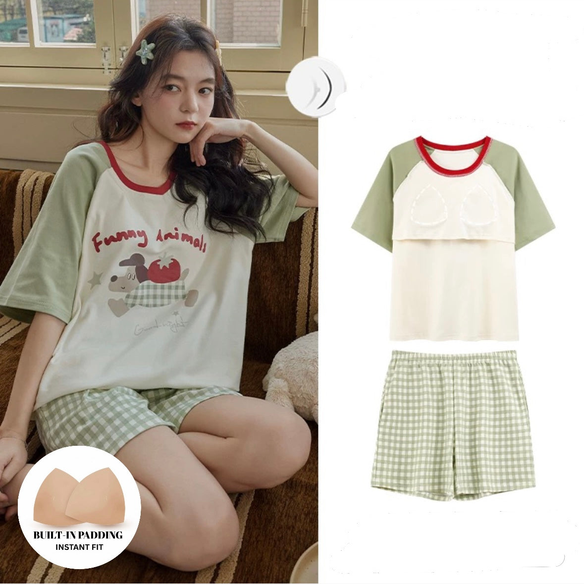 Bichon Summer Checks Padded Nightsuit Set