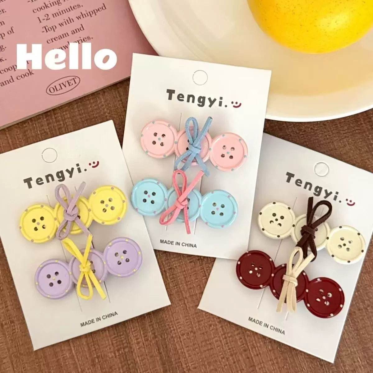 Button Babe Hair Clip - Set Of 3