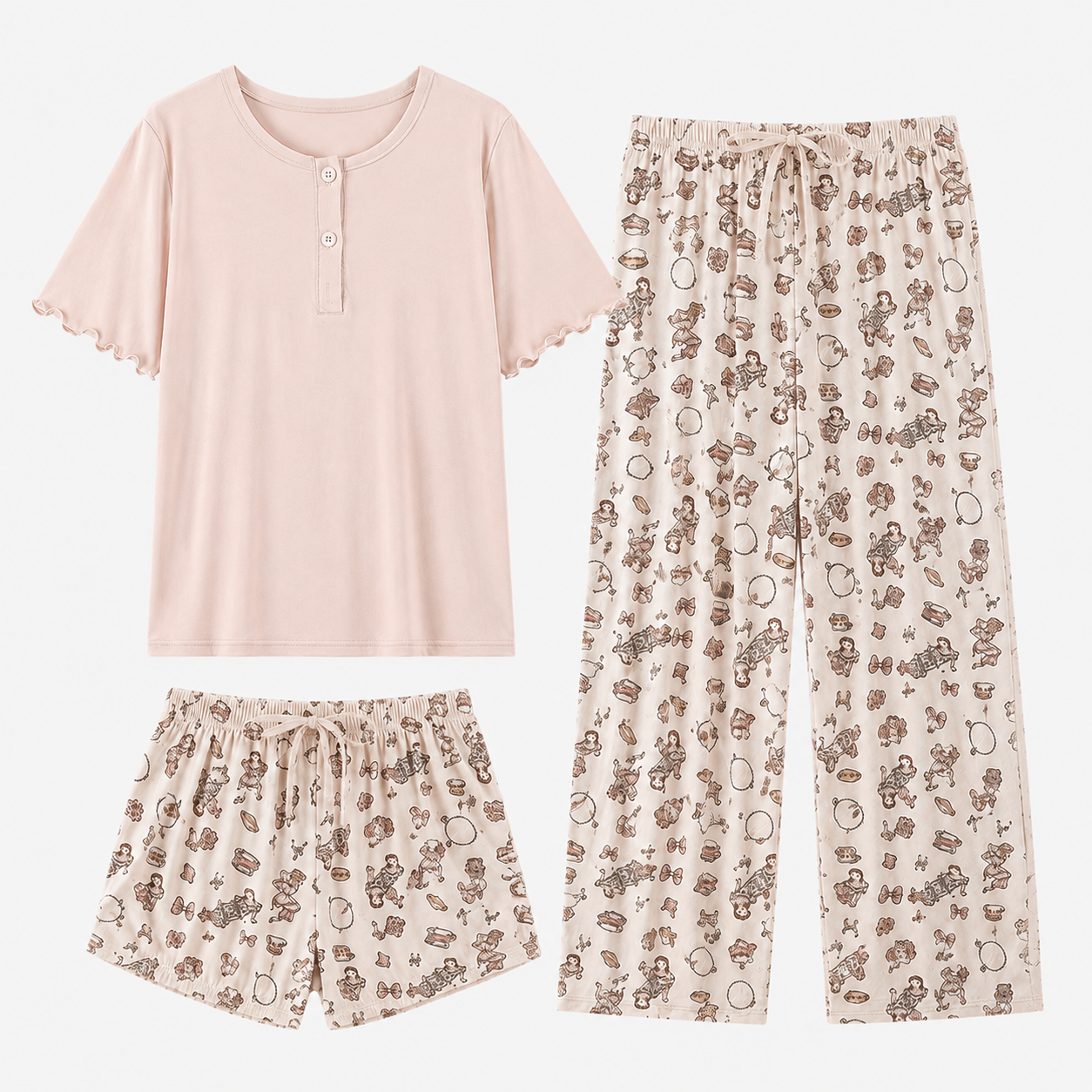 Little Paris Padded NightSuit- 3Pc Set