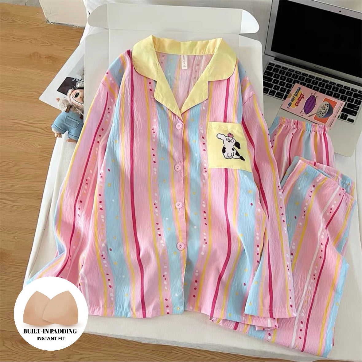 Sweetie-Pie Stripe Padded Nightsuit Set