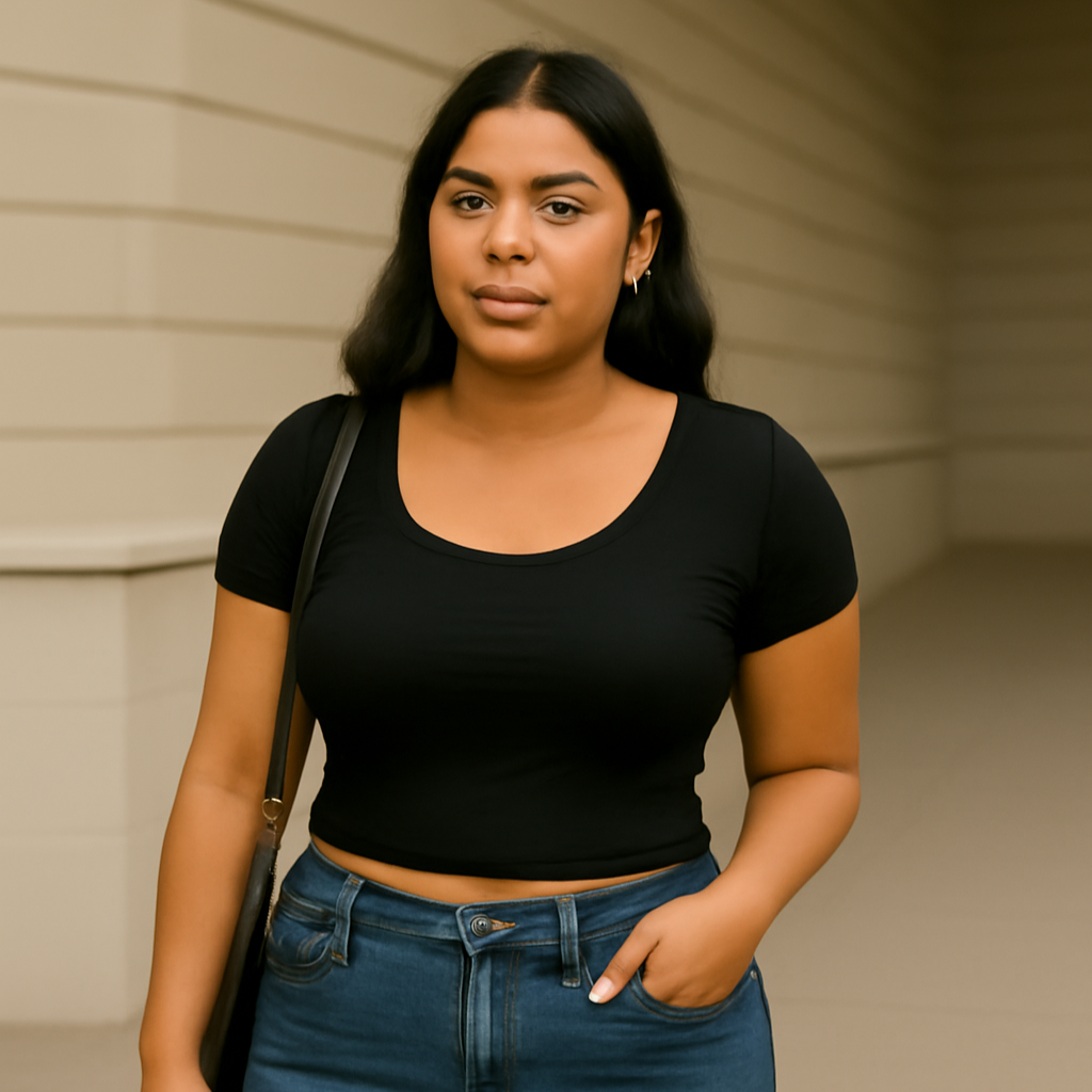 London Plus Size Built-In Bra Crop Tshirt