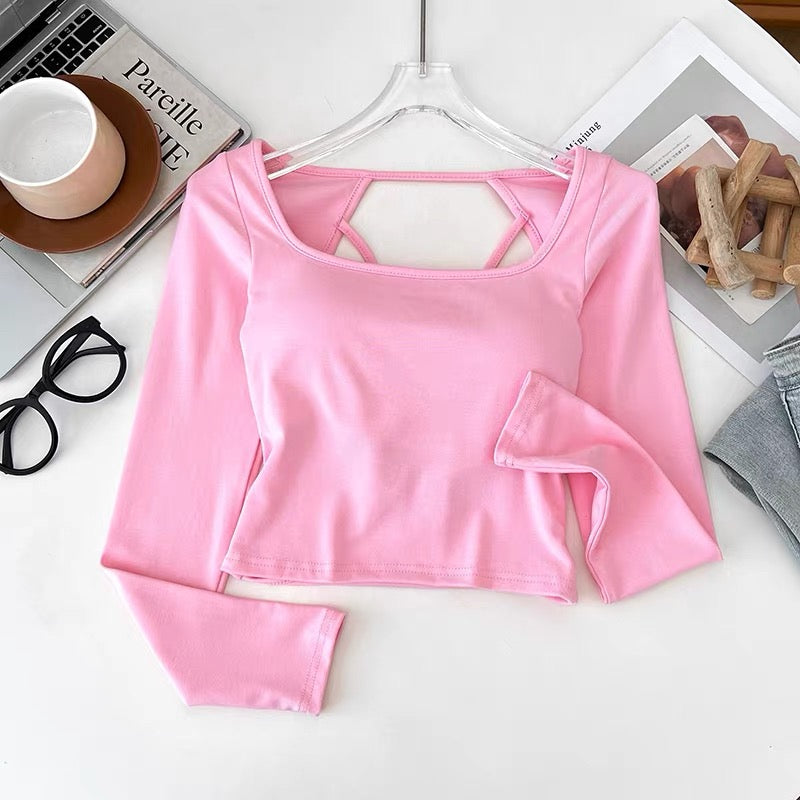 Flirty Fit Built-in Bra Full Sleeves Top