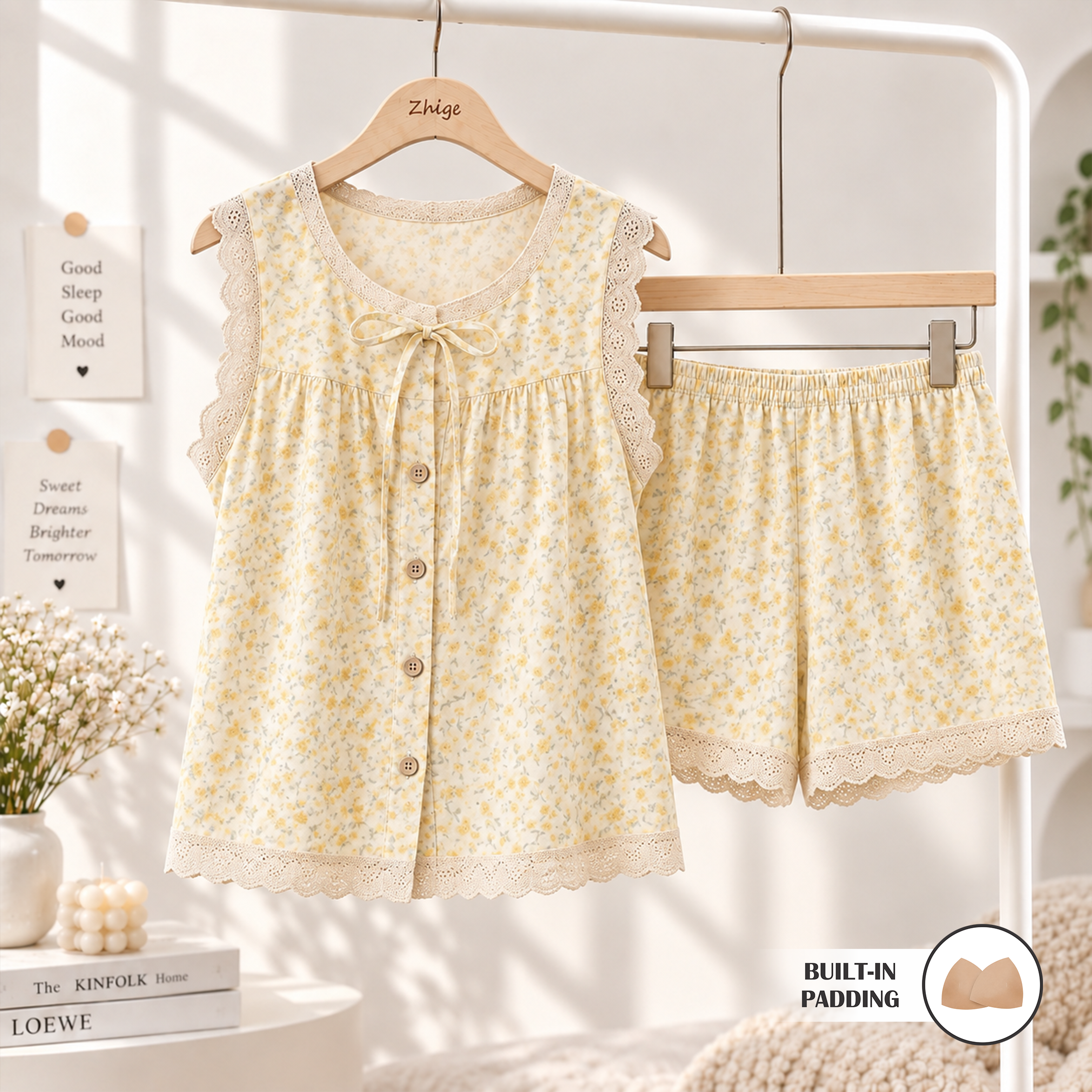 Dentelle Bow Padded Nightsuit Set