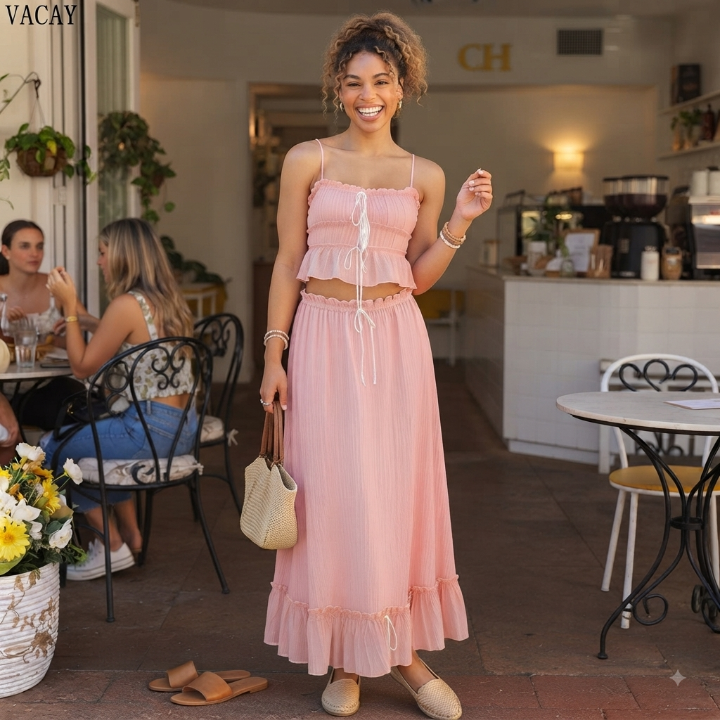 Marina Ruffle Tie-Up Skirt Set