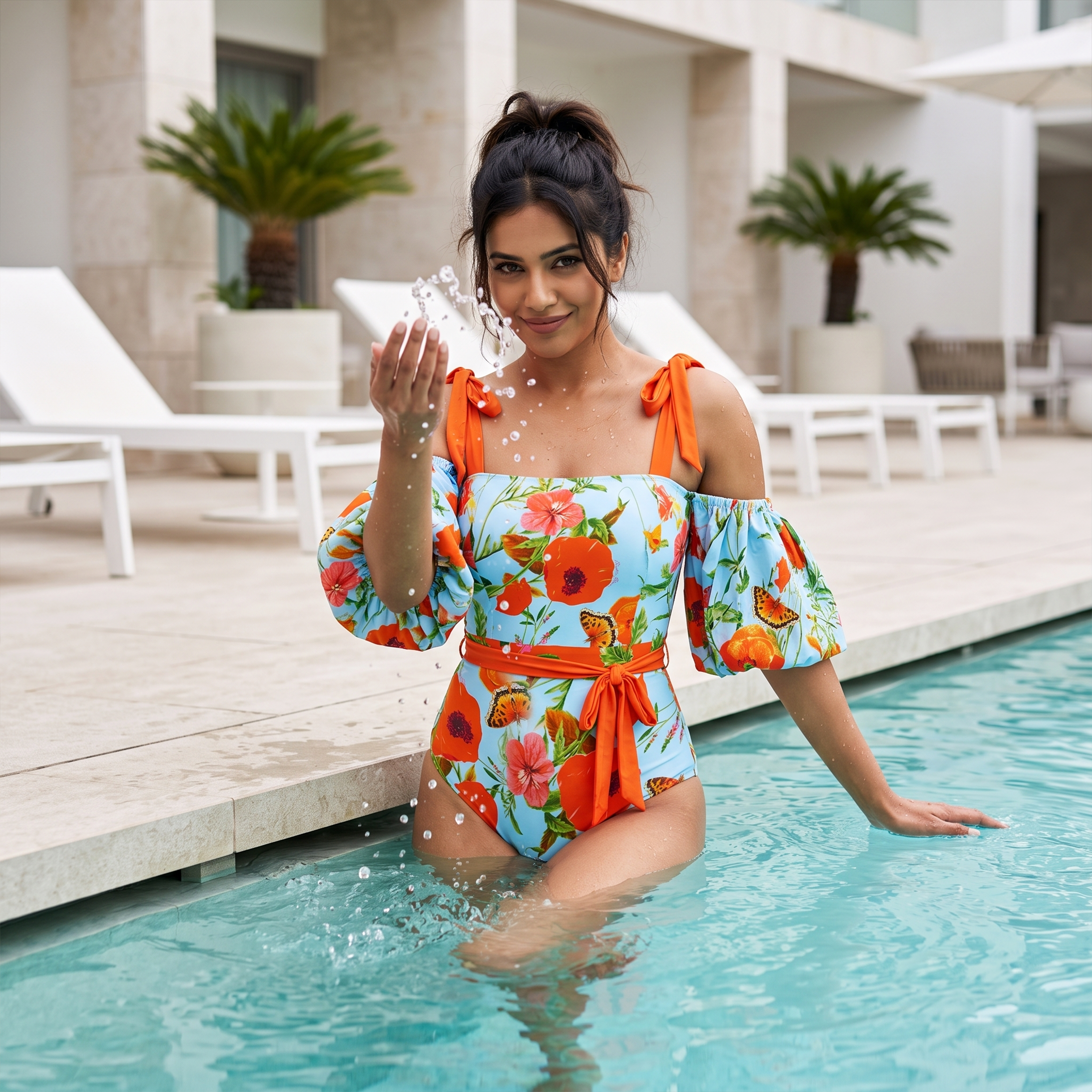 Butterfly Bloom Monokini With Skirt Set