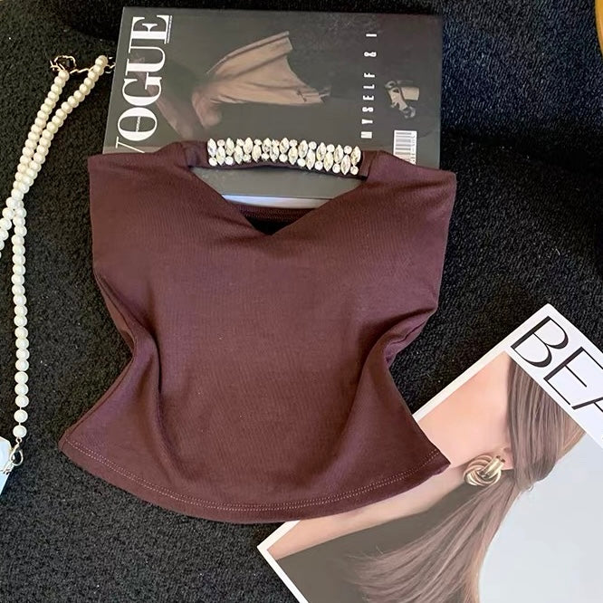 Dazzle Neck Built-in Bra Tube Top