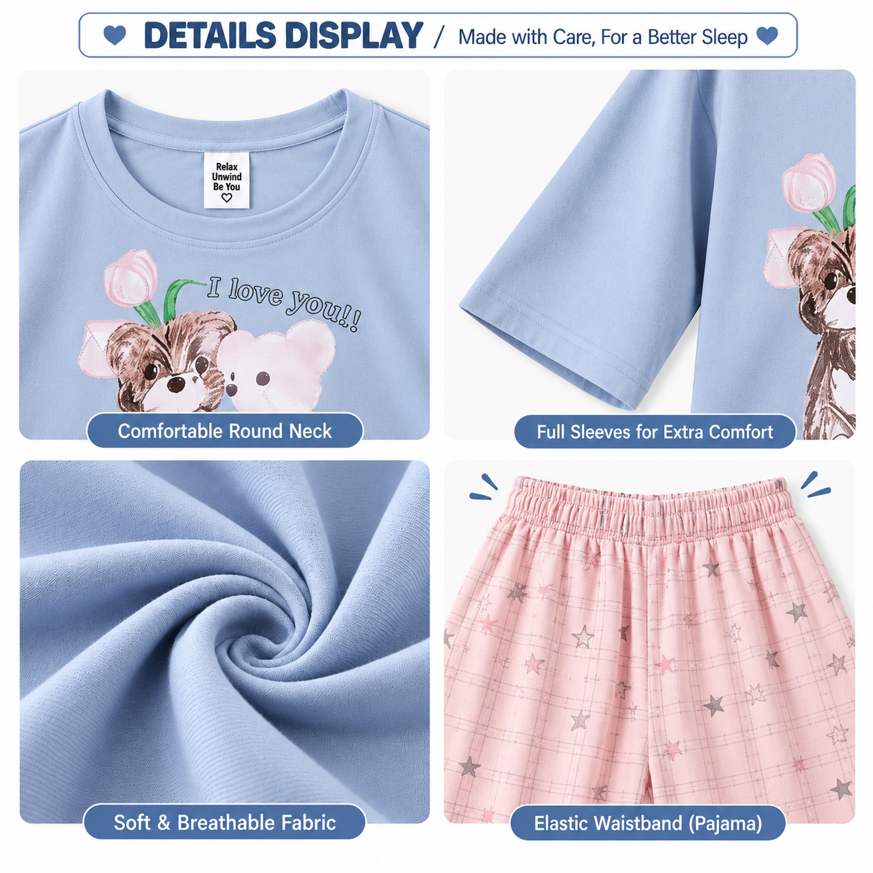 Pink Orbit Padded Nightsuit Set