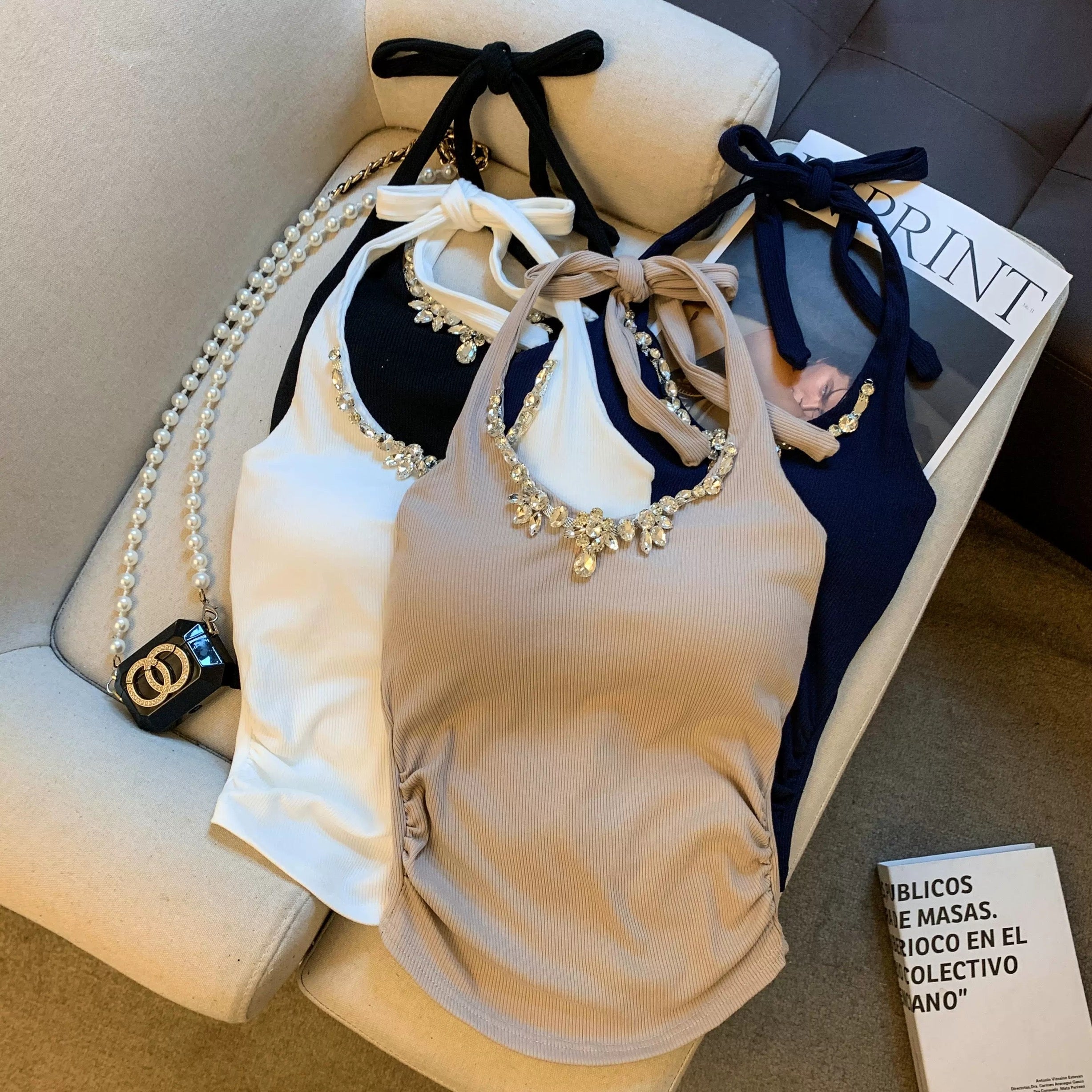 Jewel Kiss Built-in Bra Halter Top