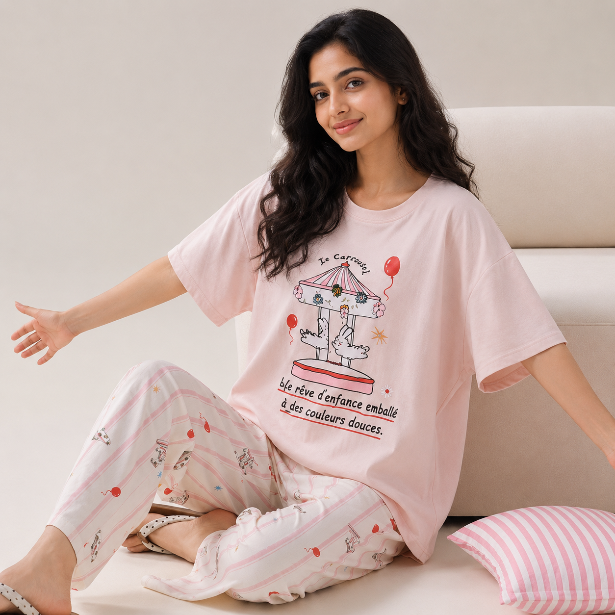 Whimsical Carousel Padded Nightsuit Set