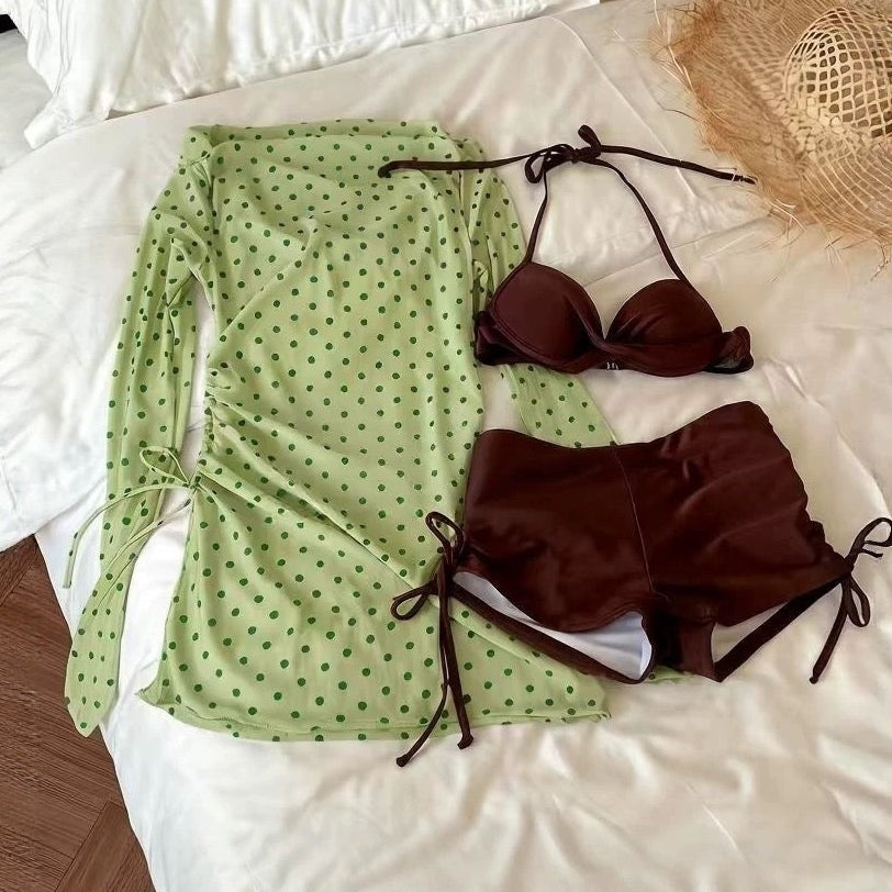 Pistachio Polka 3Pc Swimsuit Set