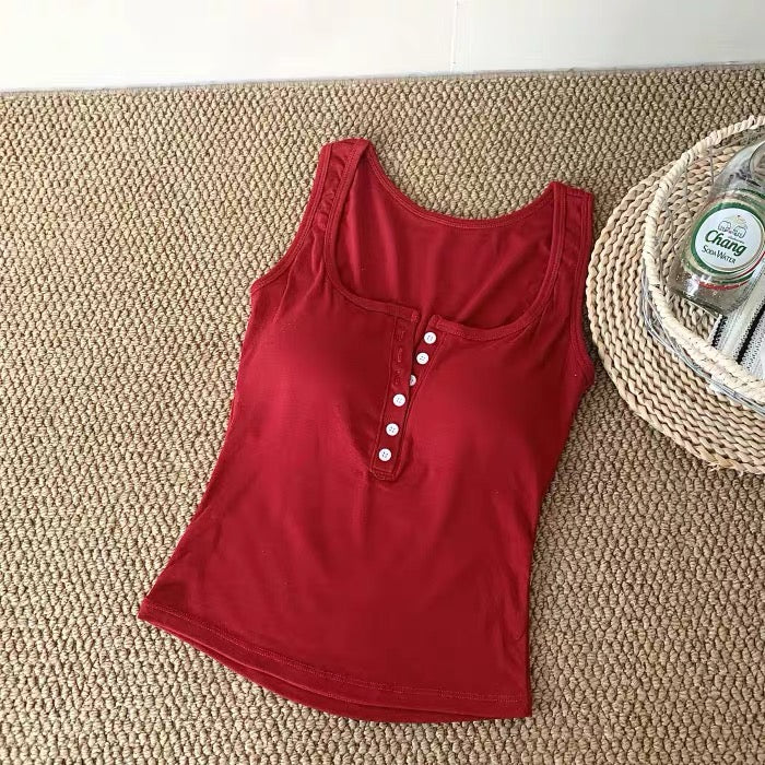Retro Chic Built-in Bra Tank Top