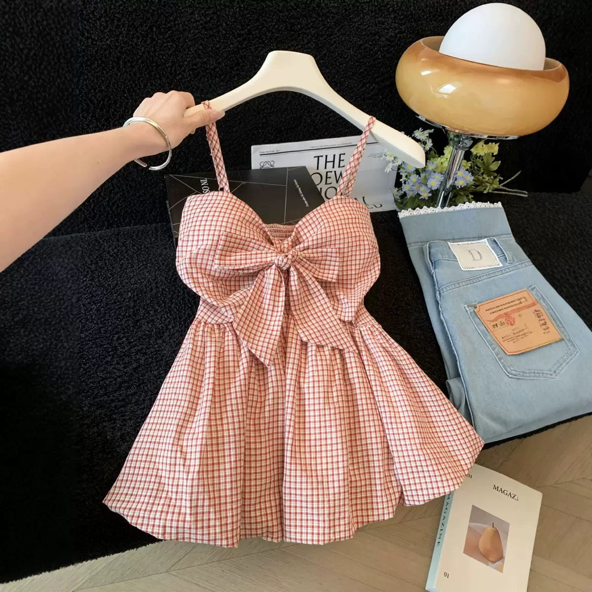 Country Kiss Gingham Built-in Bra Top