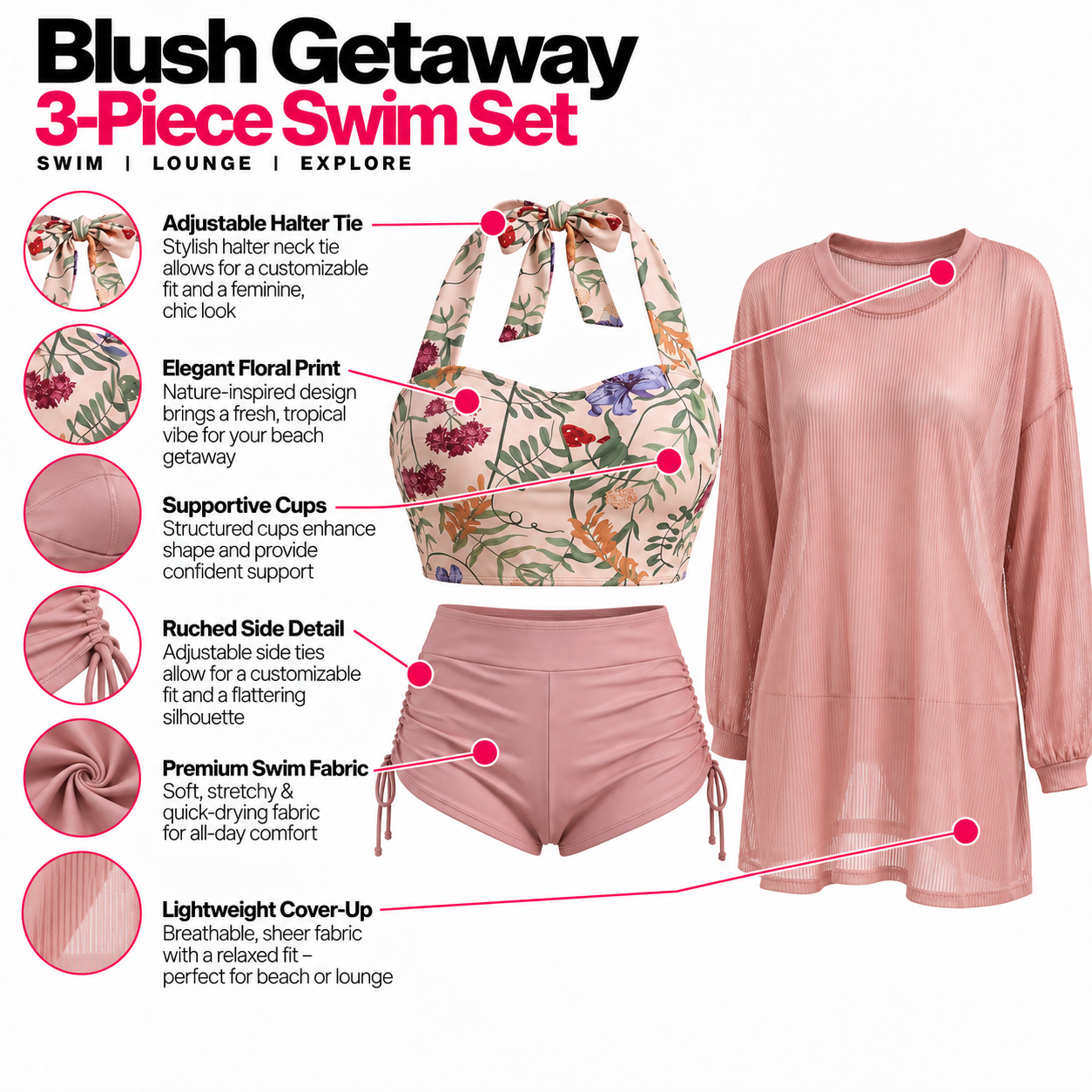 Monet Three Piece Swimsuit