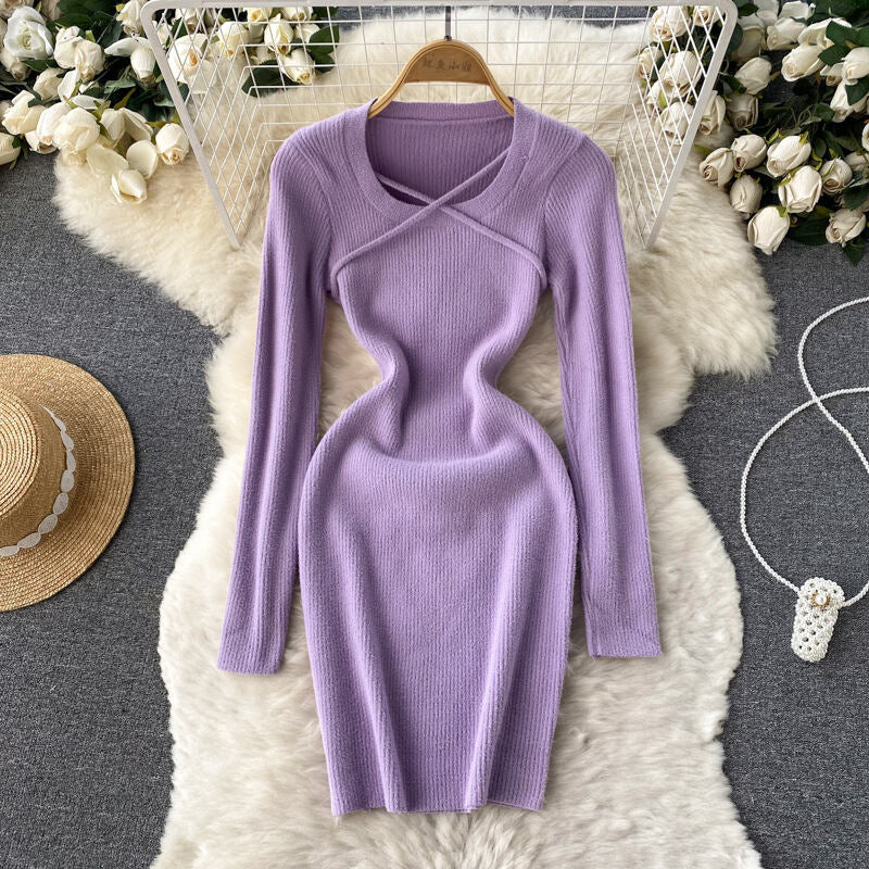 Evilato crisscross knitted bodycon dress