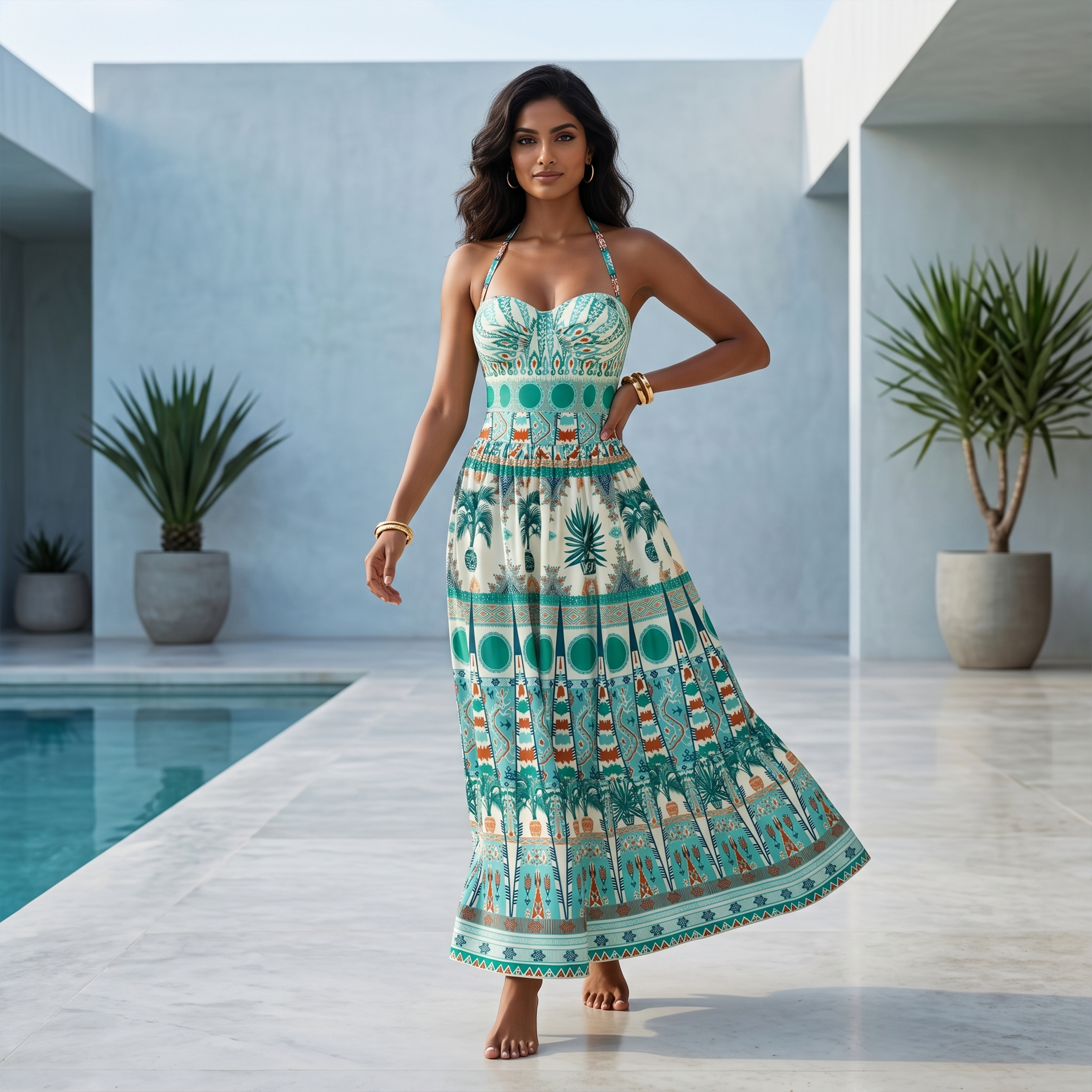 Mint Oasis Monokini With Skirt Set