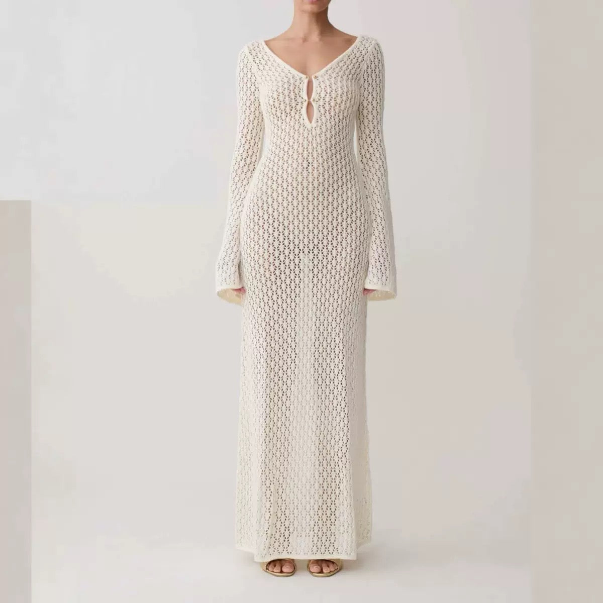 Sea Breeze Bell Sleeve Maxi Cover-Up Dress