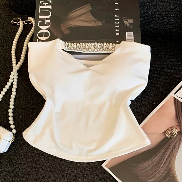 Dazzle Neck Built-in Bra Tube Top