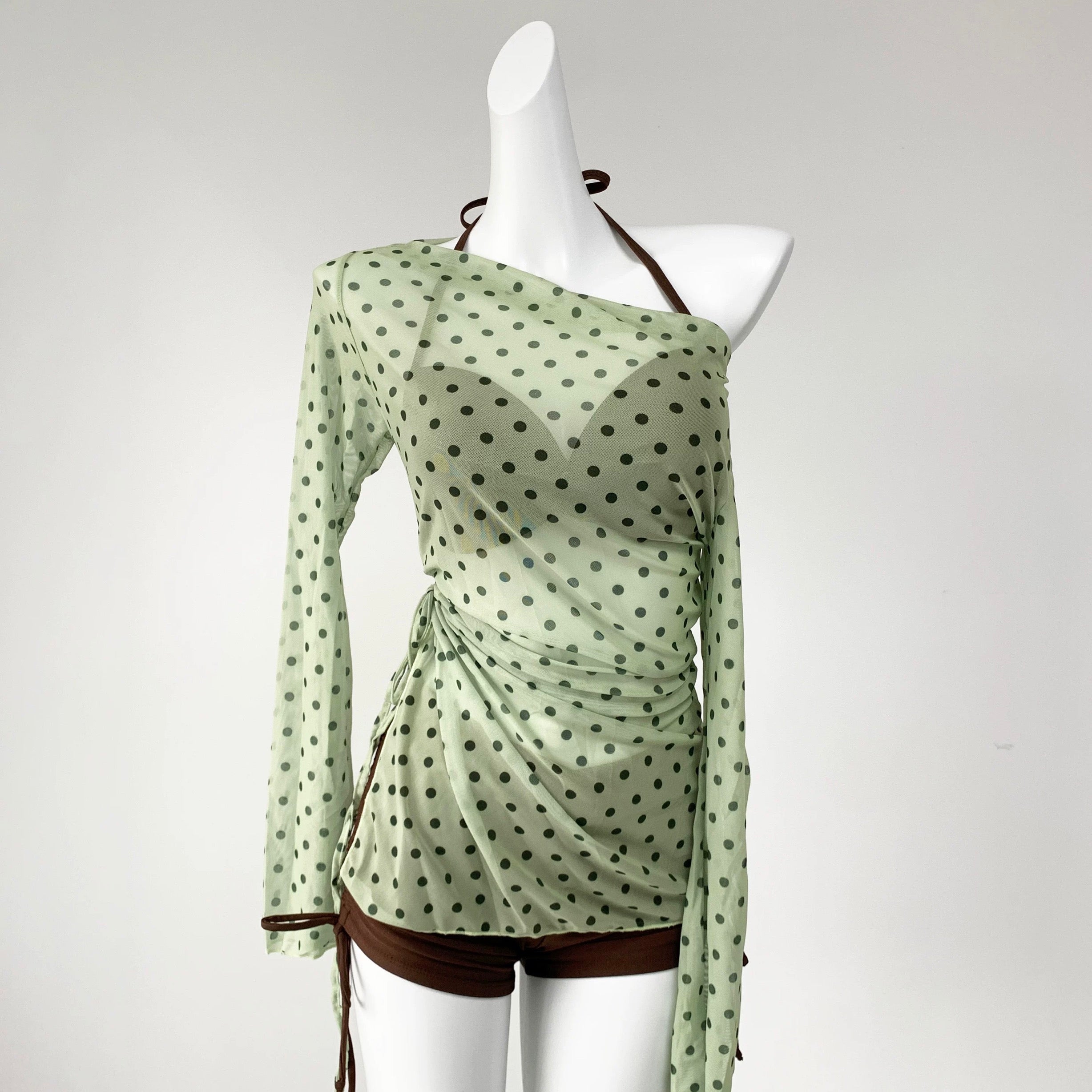 Pistachio Polka 3Pc Swimsuit Set