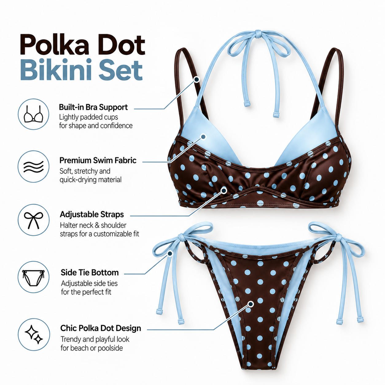 Brownie Blue Bikini Set